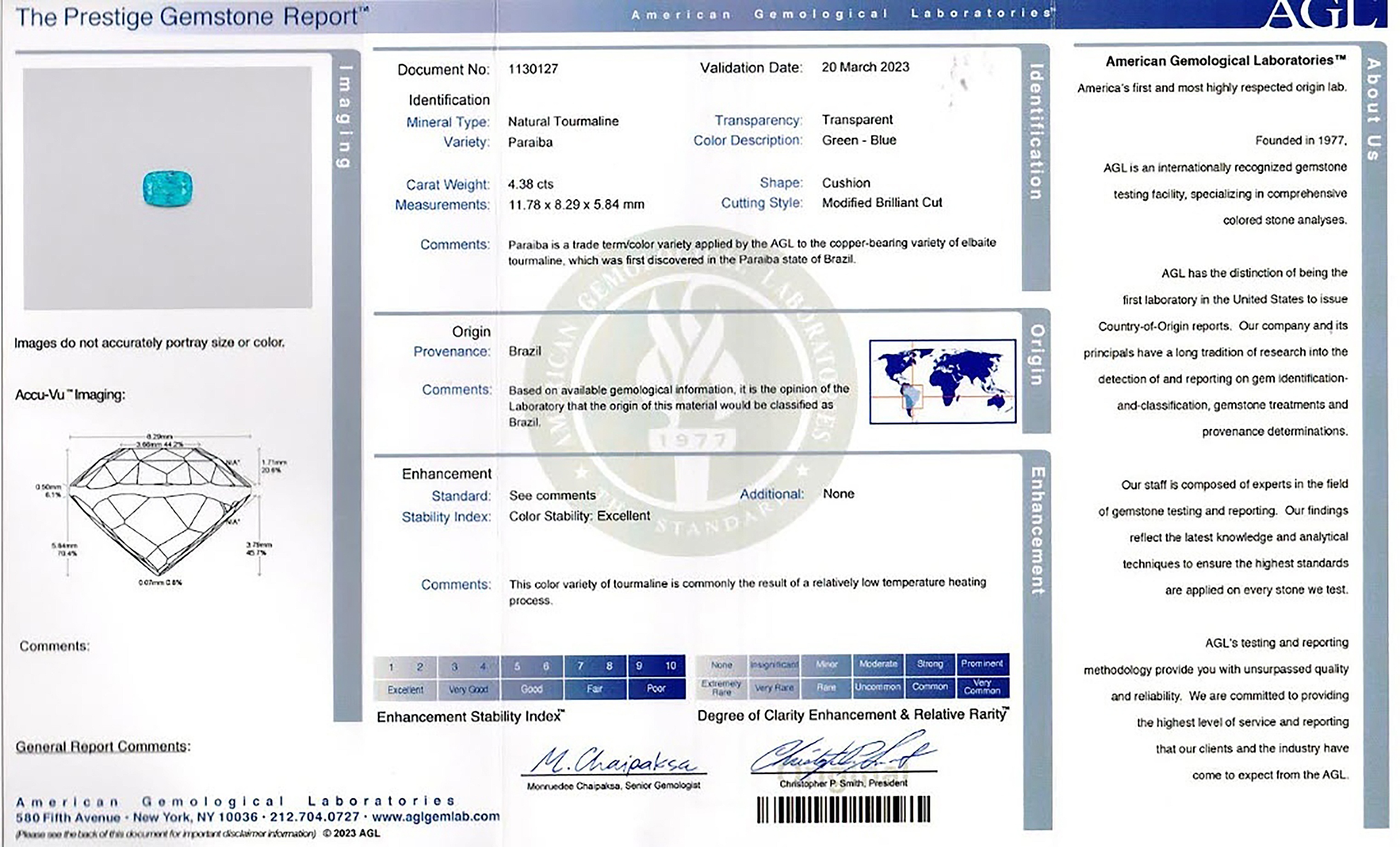 4.38 Ct. Paraiba Tourmaline from Brazil