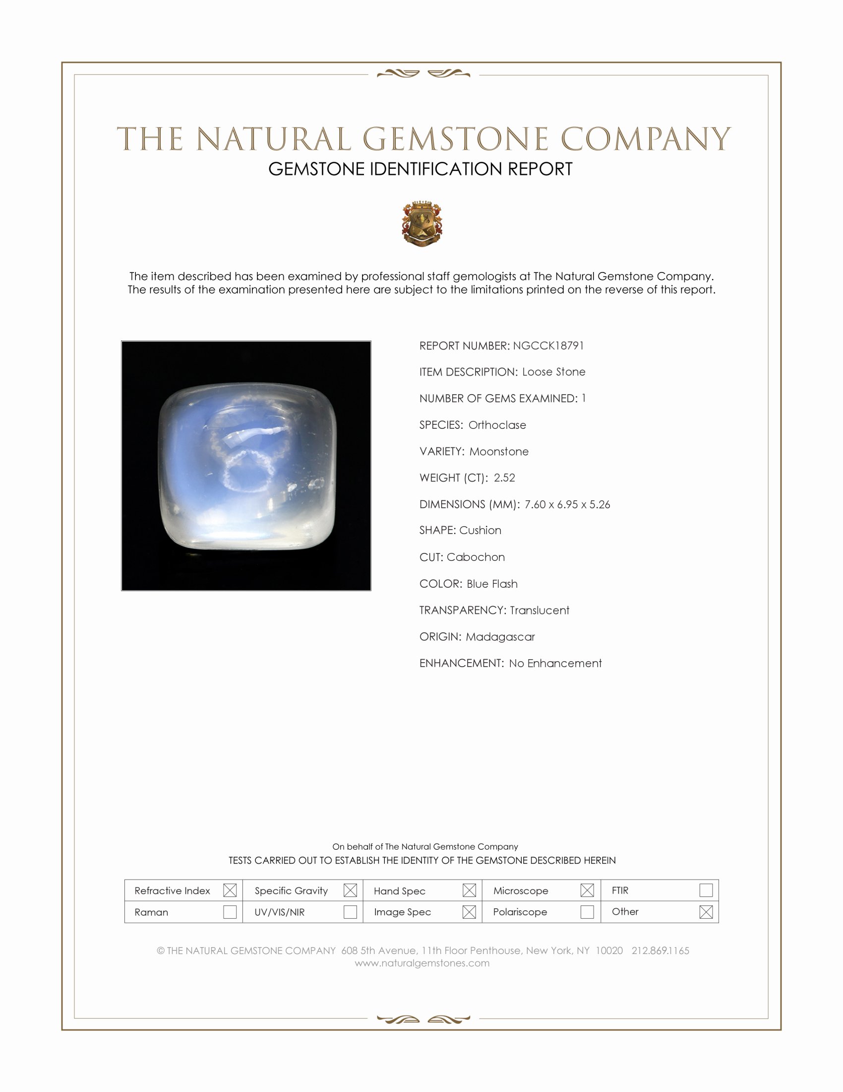 2.52 Ct. Cabochon Moonstone from Madagascar