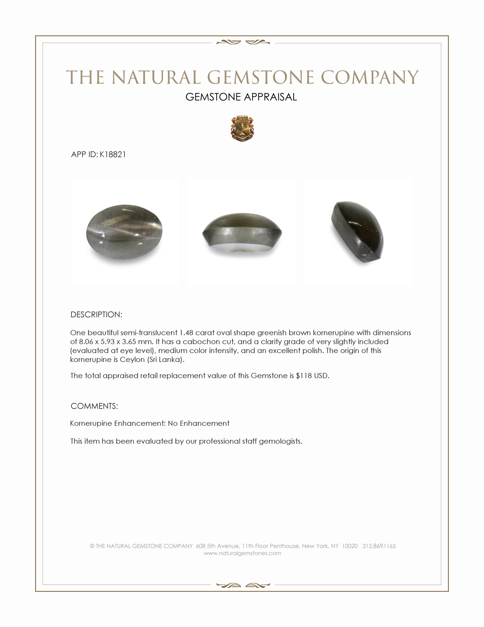 1.48 Ct. Cabochon White Opal from Ceylon (Sri Lanka)