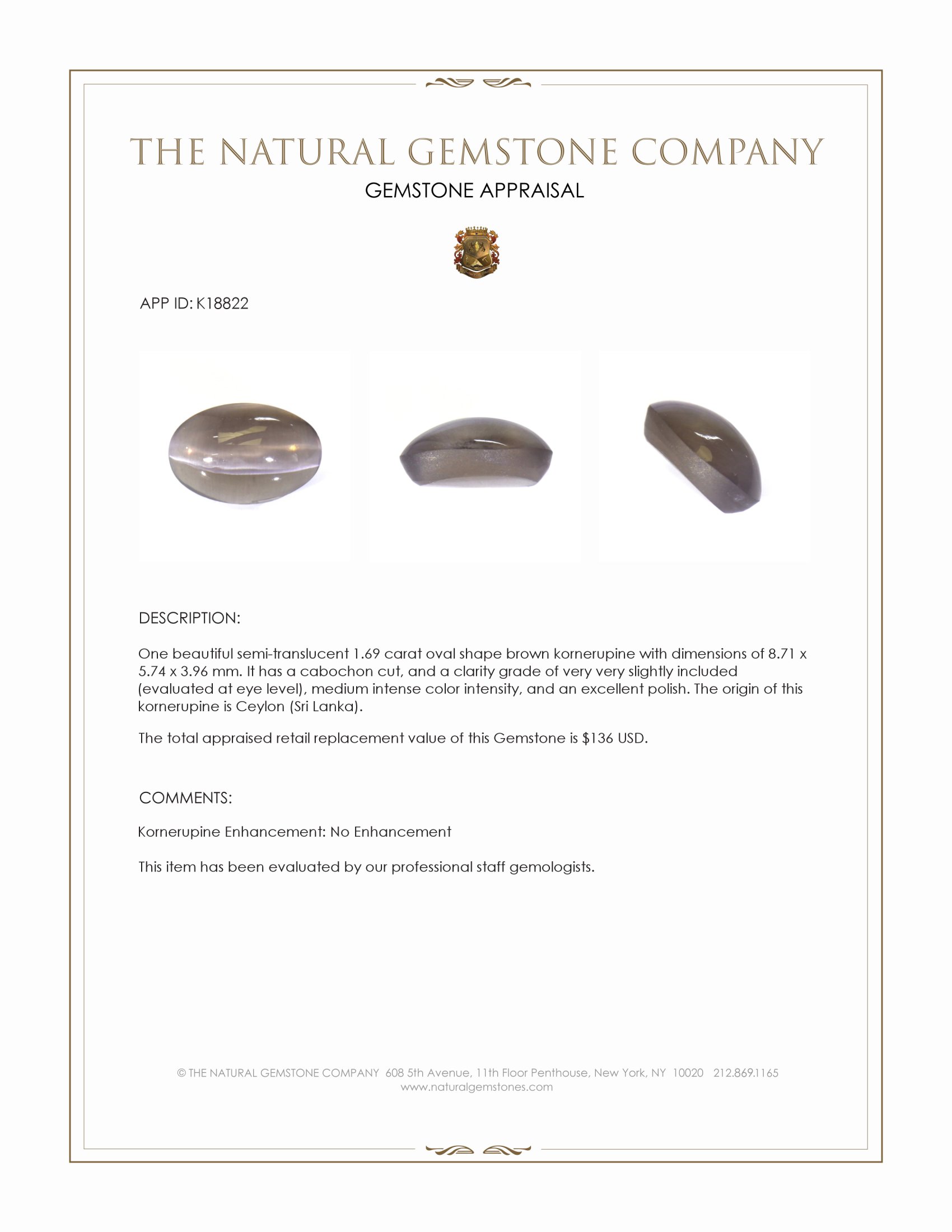 1.69 Ct. Cabochon White Opal from Ceylon (Sri Lanka)