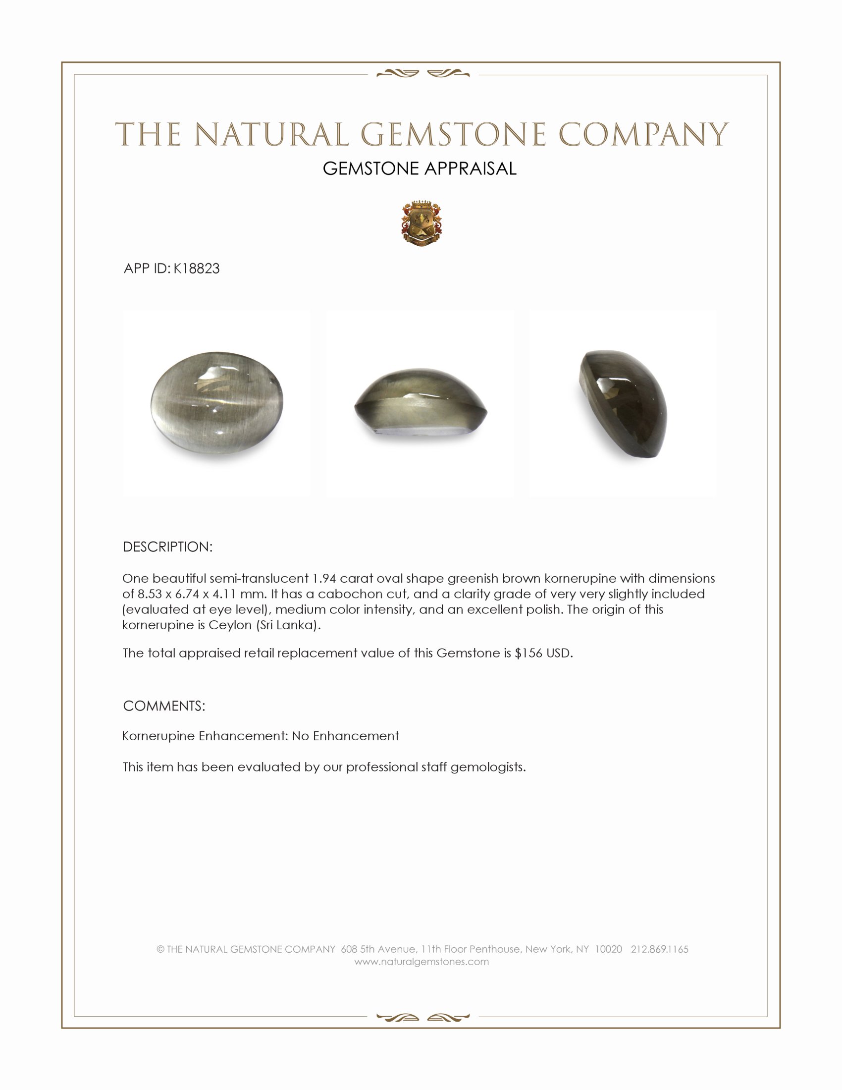 1.94 Ct. Cabochon White Opal from Ceylon (Sri Lanka)