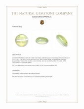 1.68 Ct. Yellowish Green Cabochon Chrysoberyl from Ceylon (Sri Lanka) Appraisal