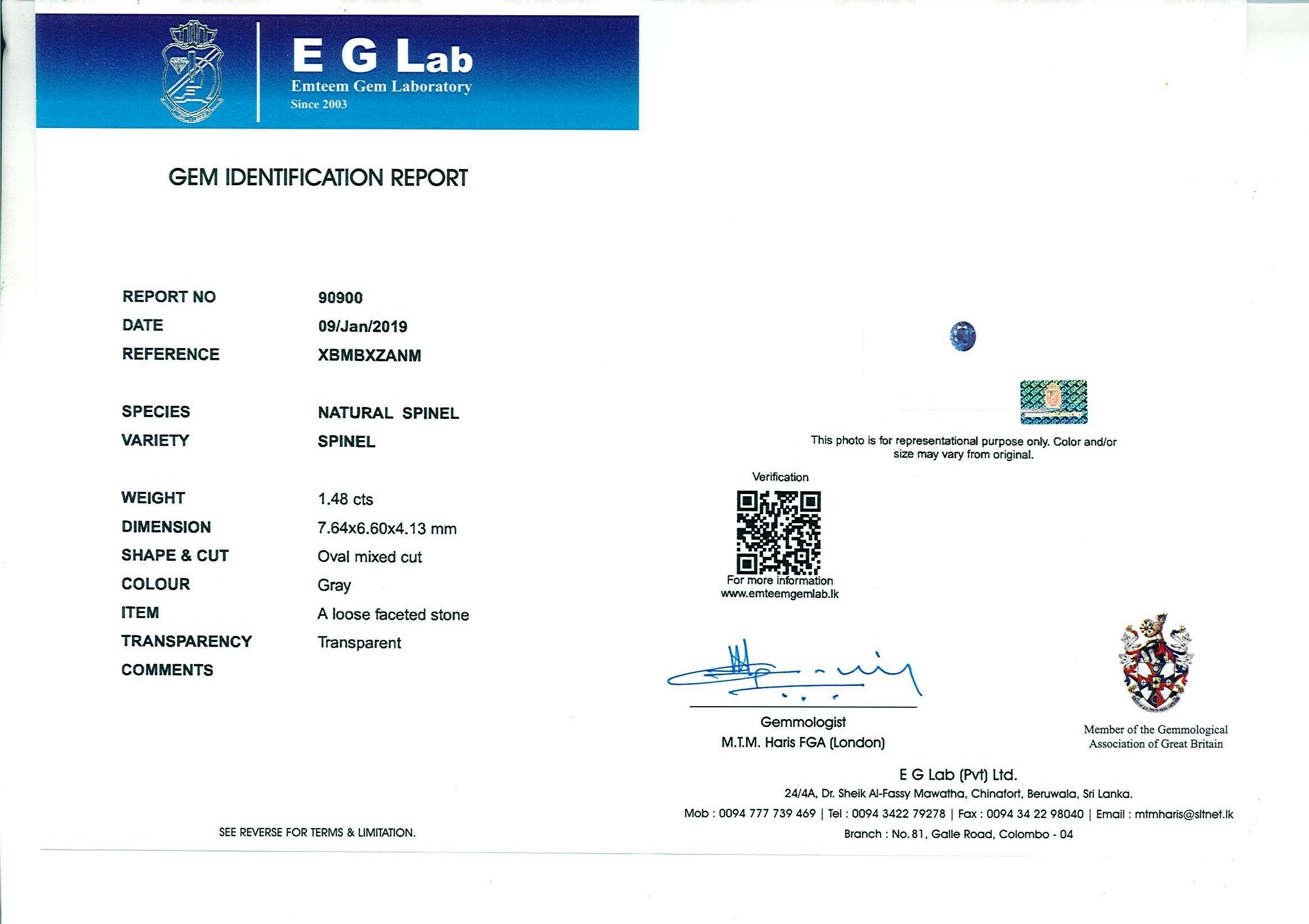 1.48 Ct. Spinel from Ceylon (Sri Lanka)