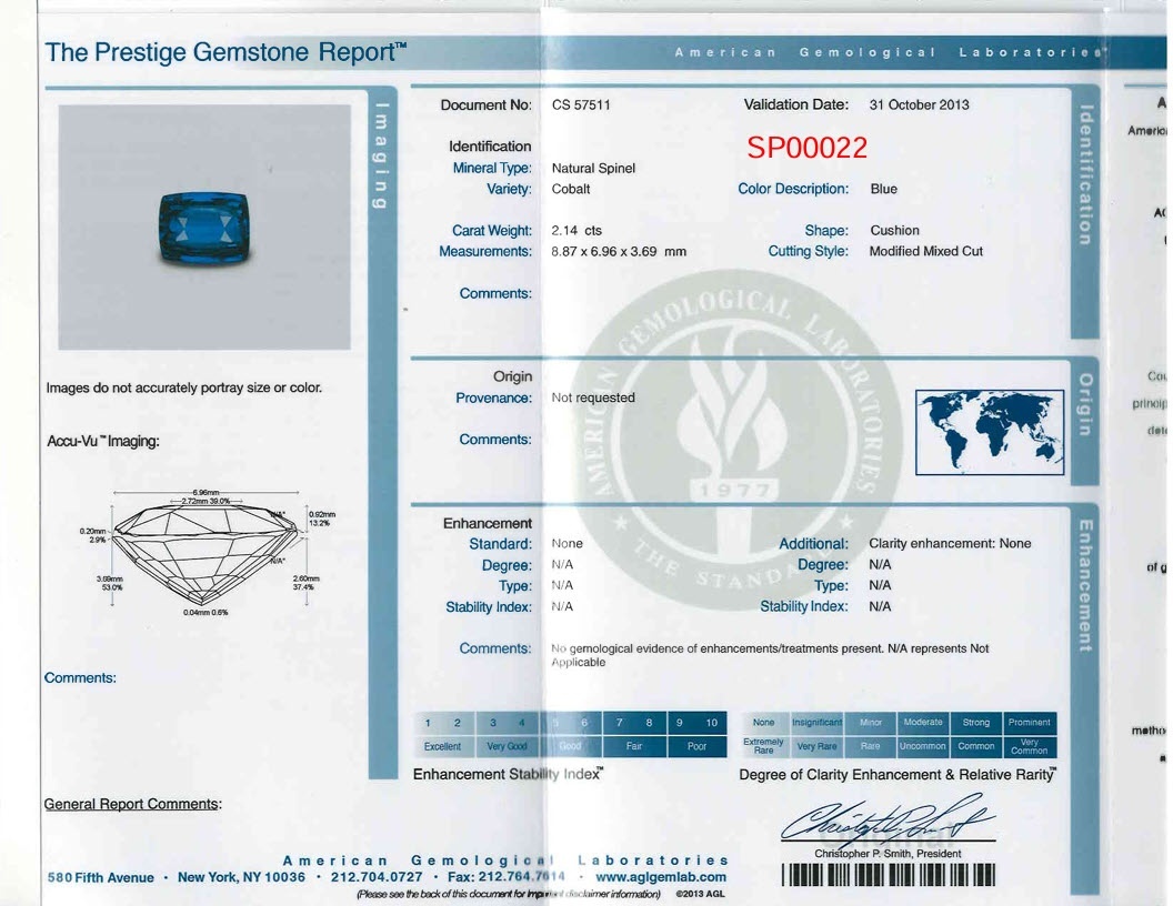 2.14 Ct. Spinel from Ceylon (Sri Lanka)