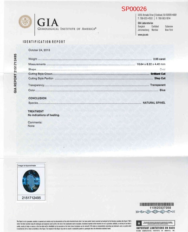 2.95 Ct. Spinel from Ceylon (Sri Lanka)