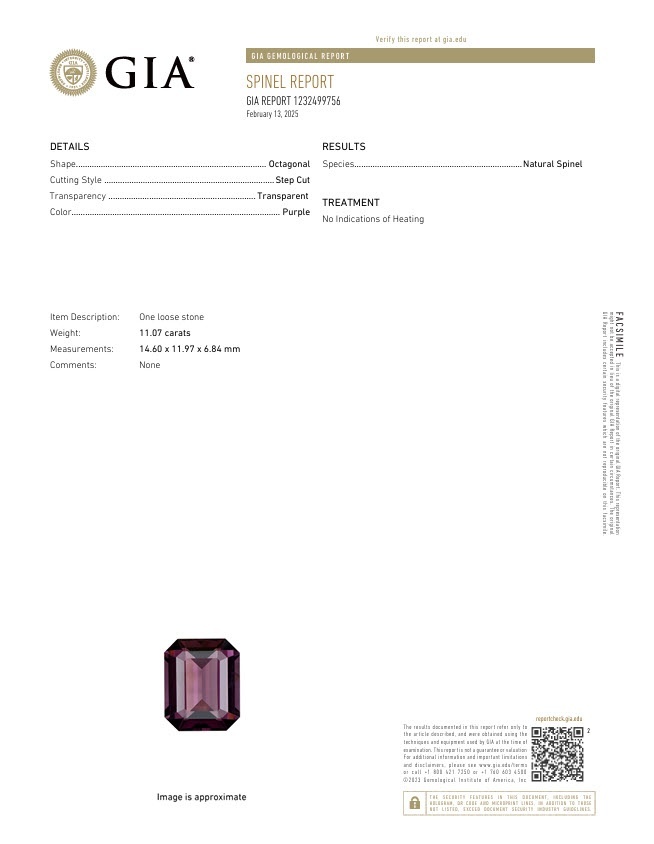 11.07 Ct. Red Spinel from Ceylon (Sri Lanka)