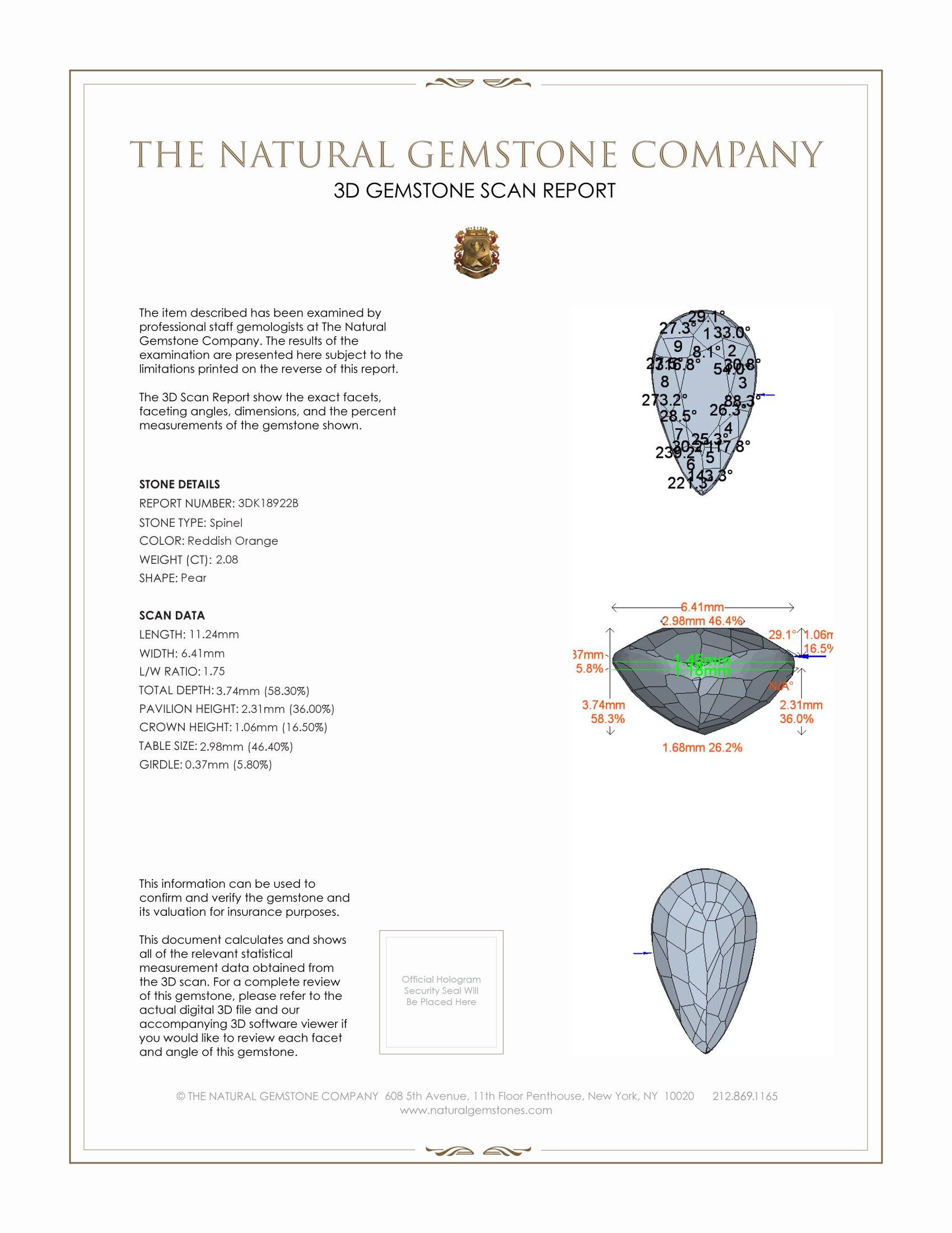 2.08 Ct. Spinel from Ceylon (Sri Lanka)