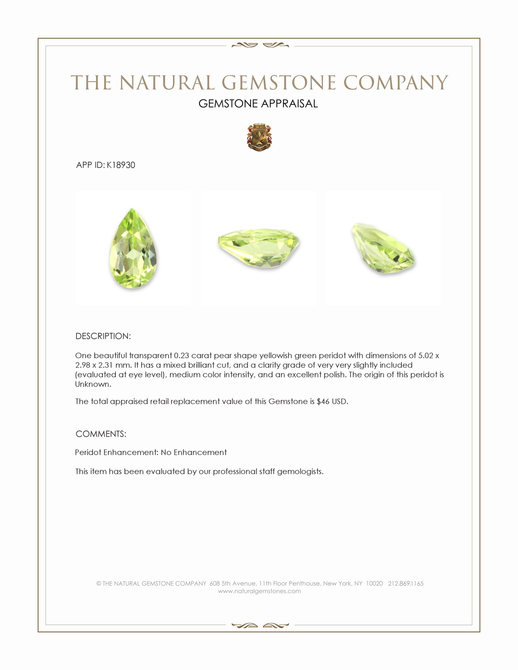 0.23 Ct. Peridot