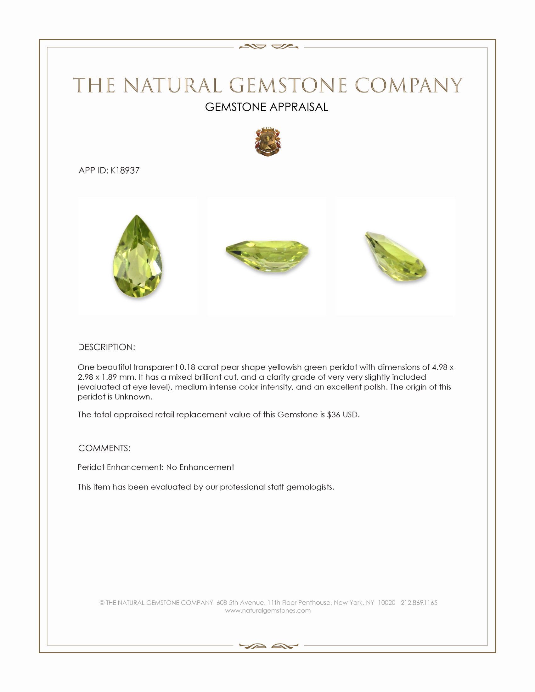 0.18 Ct. Peridot