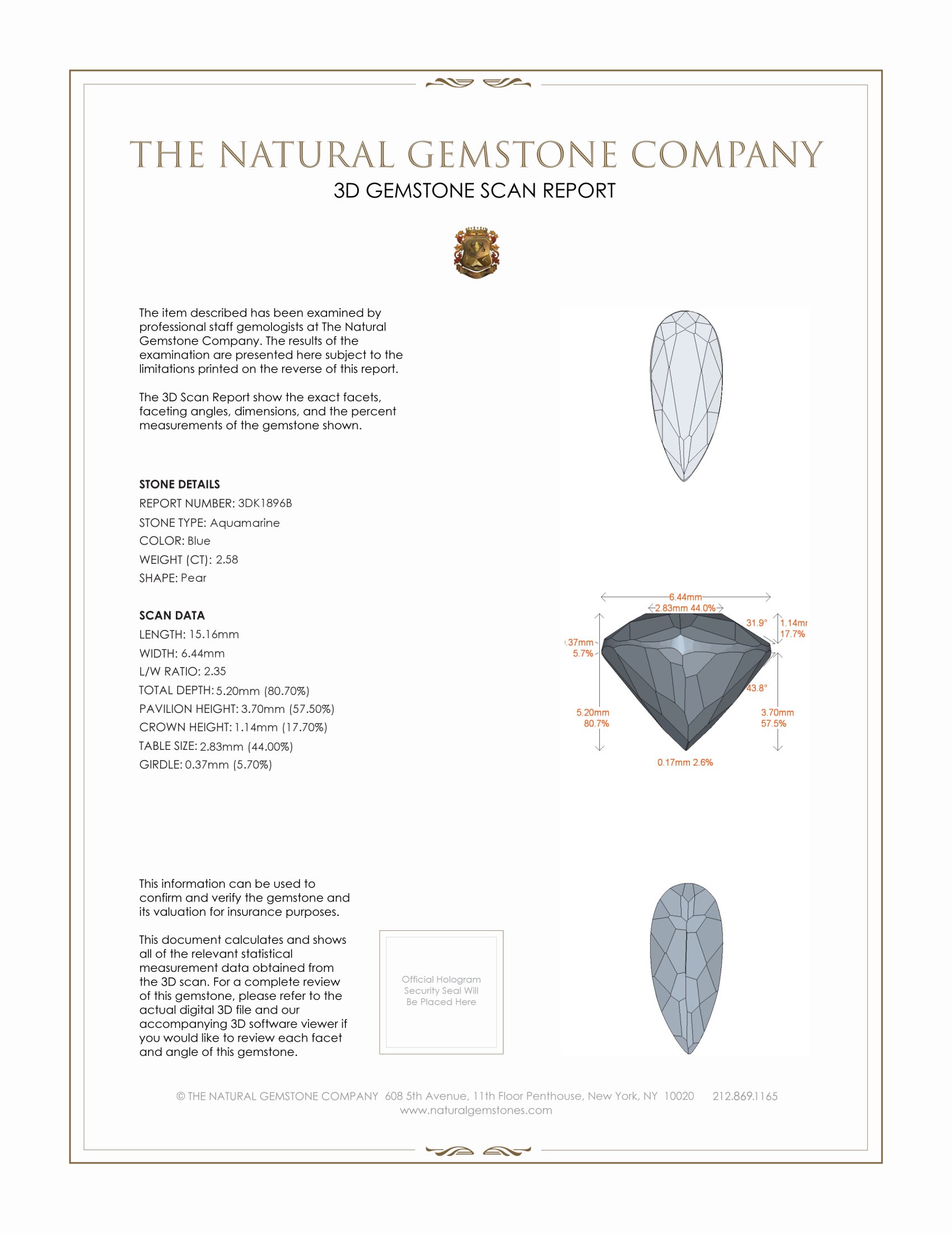 2.58 Ct. Aquamarine from Mozambique