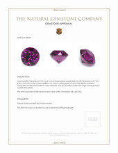 2.43 Ct. Pinkish Purple Garnet from Ceylon (Sri Lanka) Appraisal