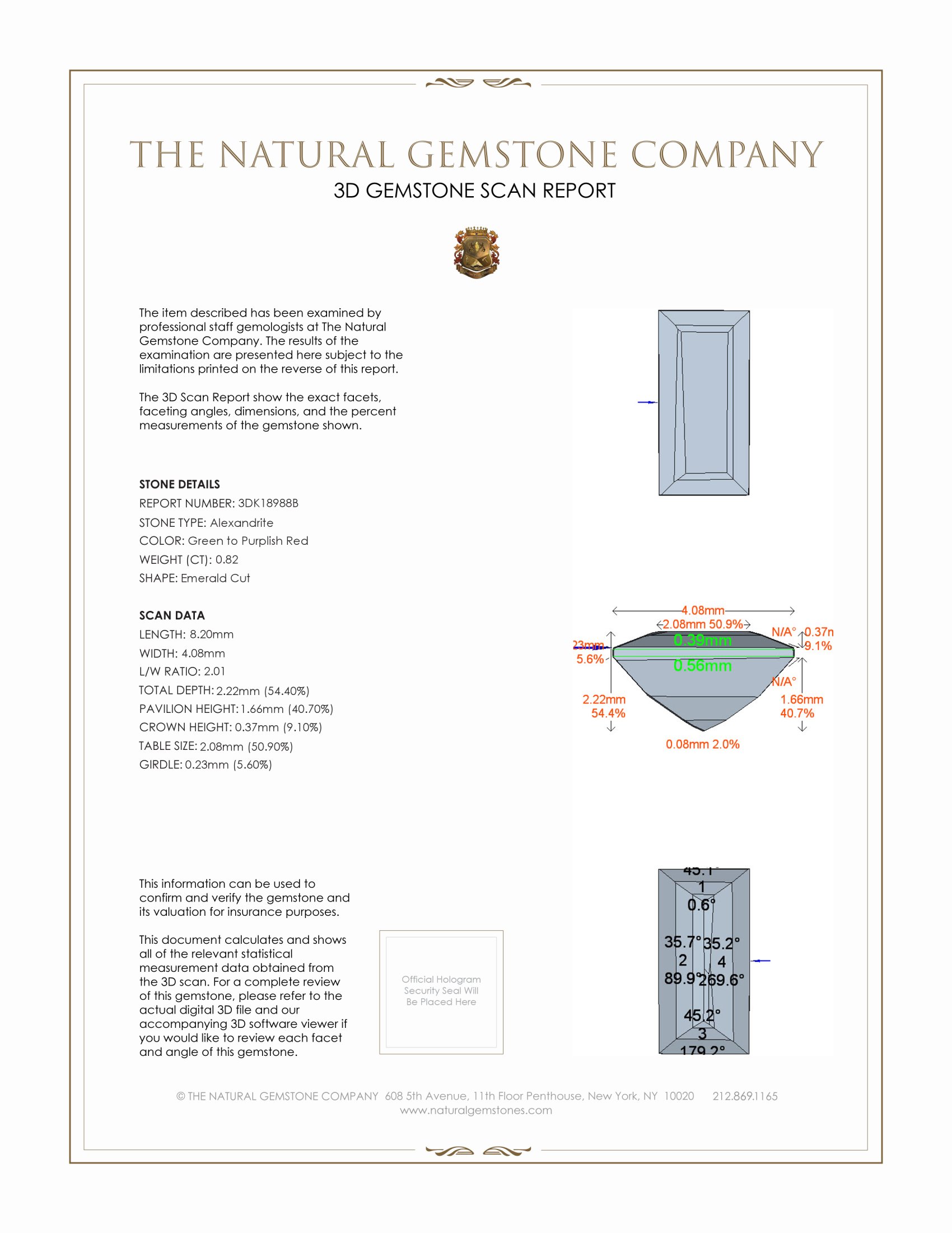 0.82 Ct. Alexandrite from Brazil