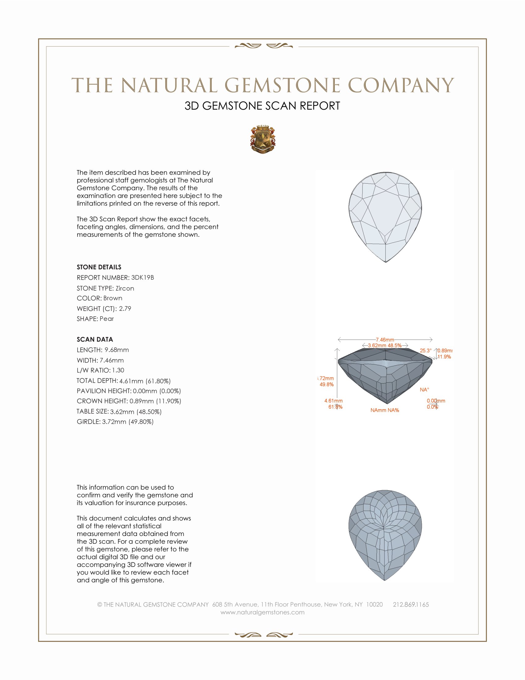 2.79 Ct. Brown Zircon from Ceylon (Sri Lanka)