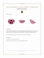 6.81 Ct. Pink Tourmaline from Brazil Appraisal