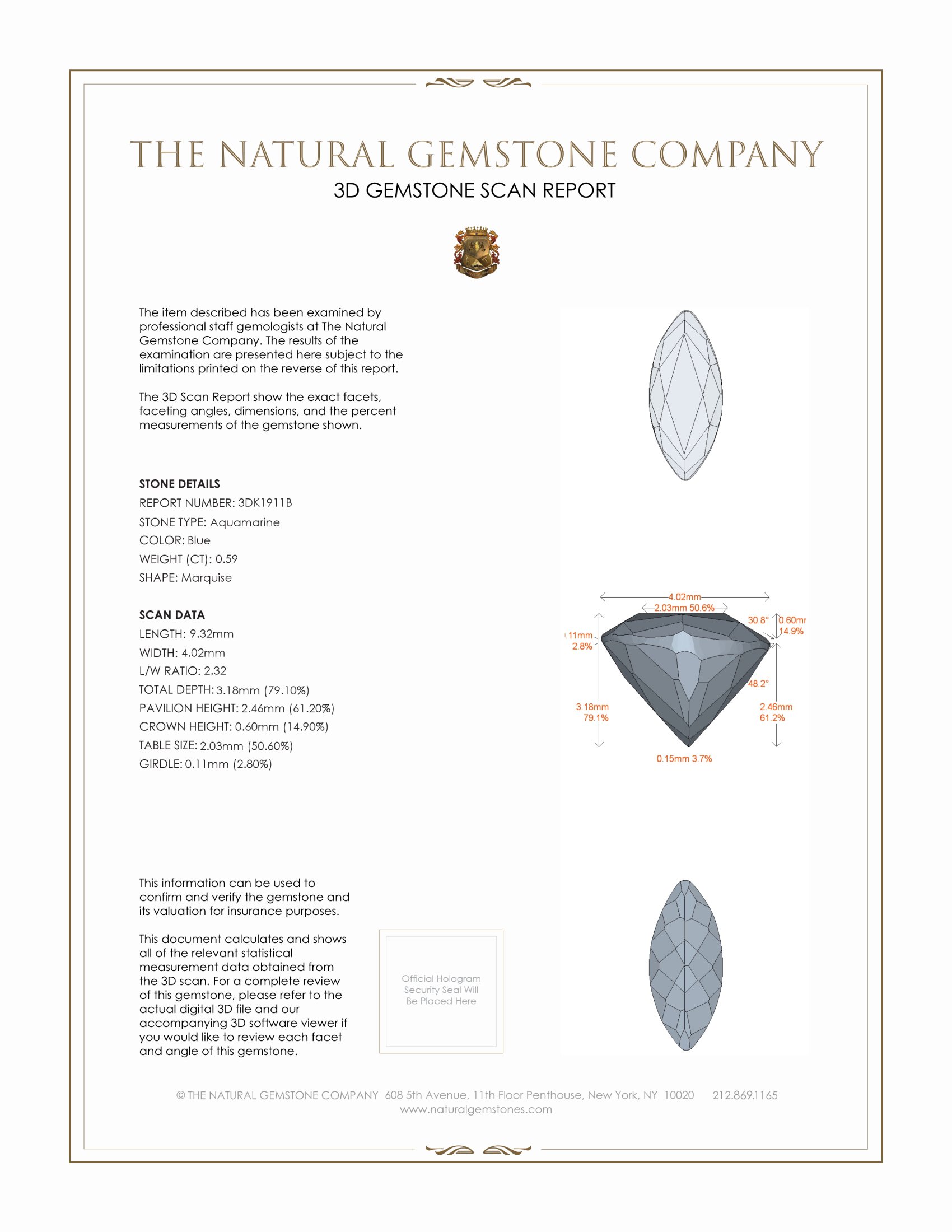 0.59 Ct. Aquamarine from Mozambique