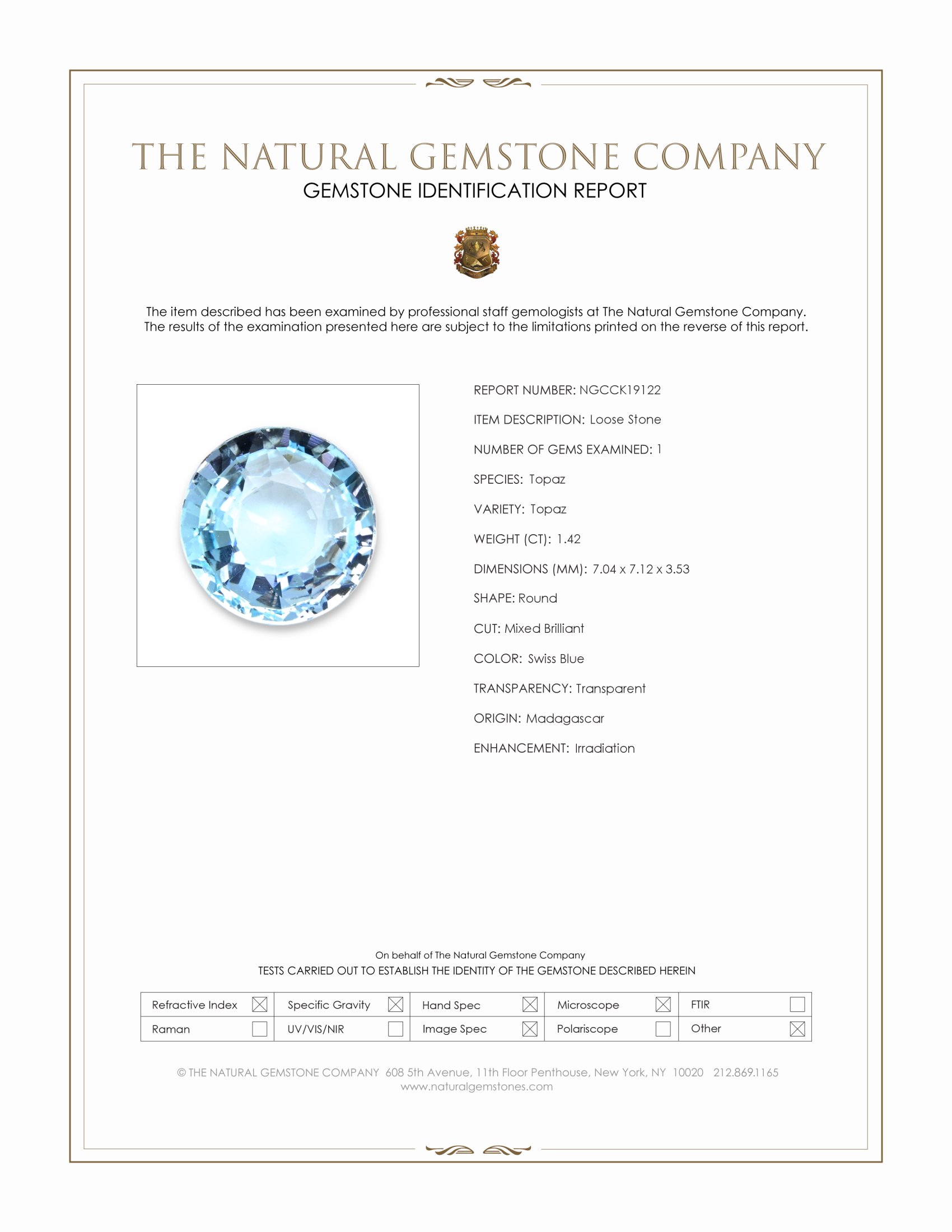 1.42 Ct. Topaz from Madagascar