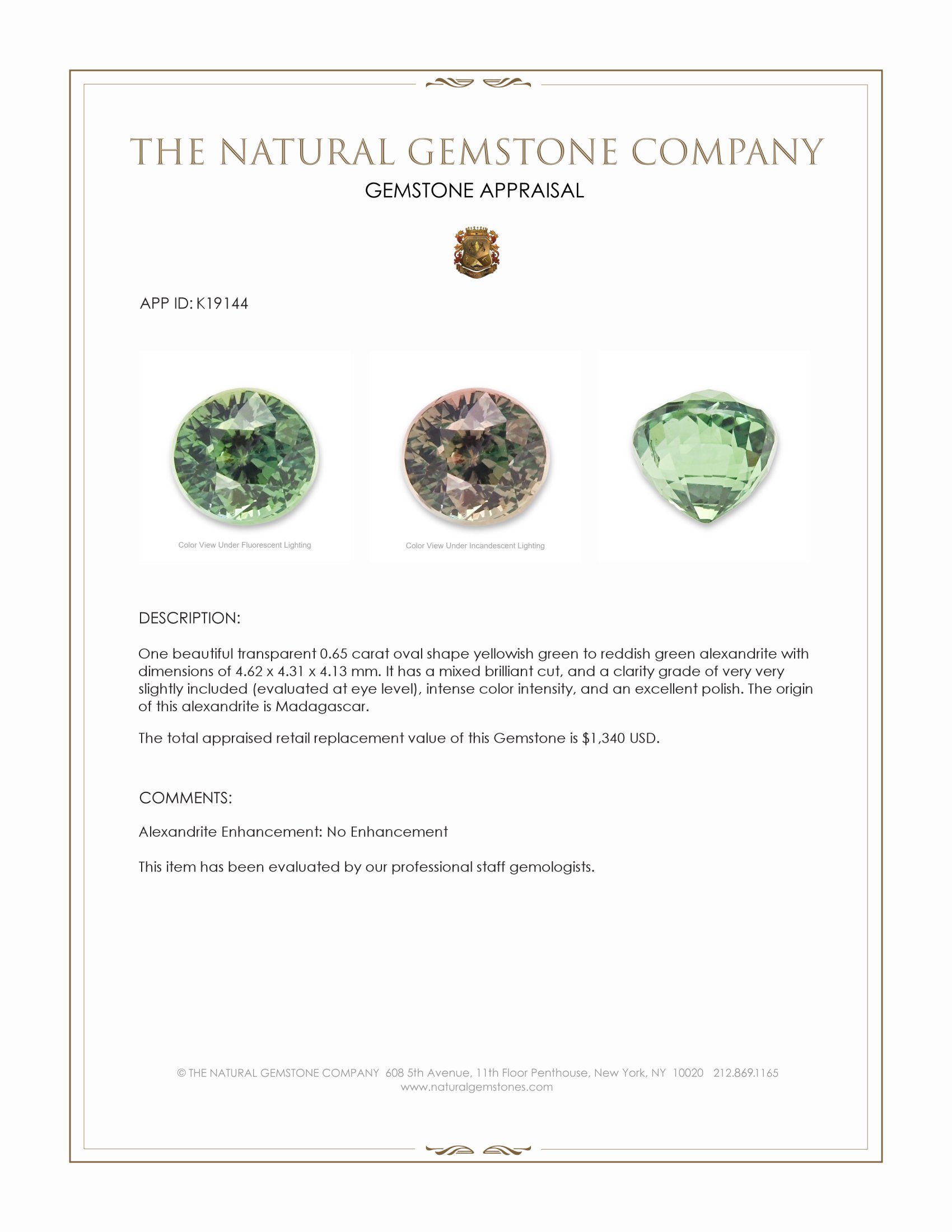 0.65 Ct. Alexandrite from Madagascar