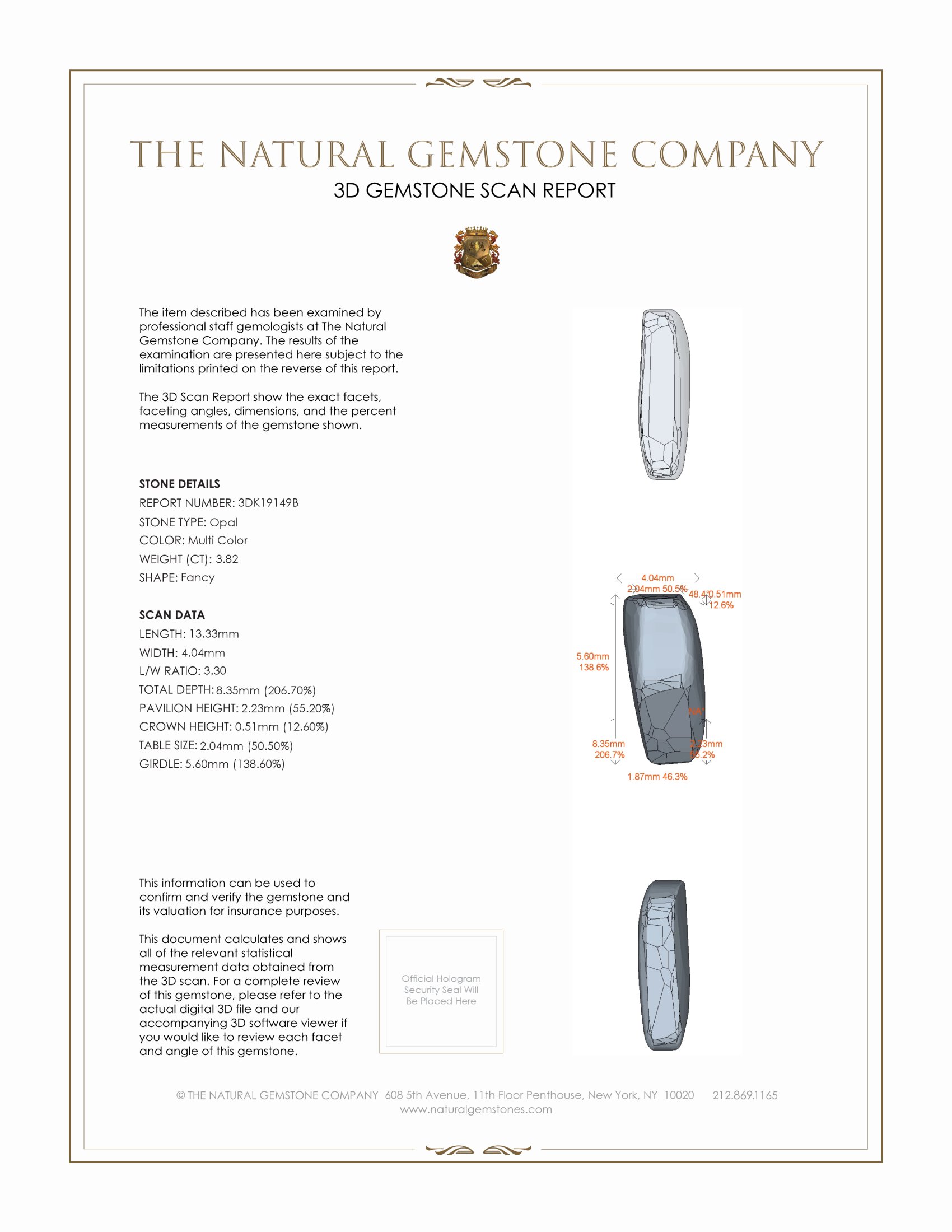 3.82 Ct. Black Opal from Australia