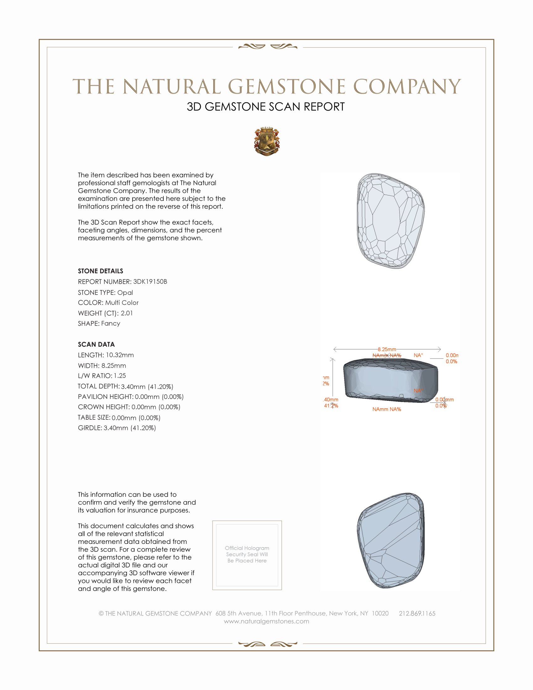 2.01 Ct. Black Opal from Australia