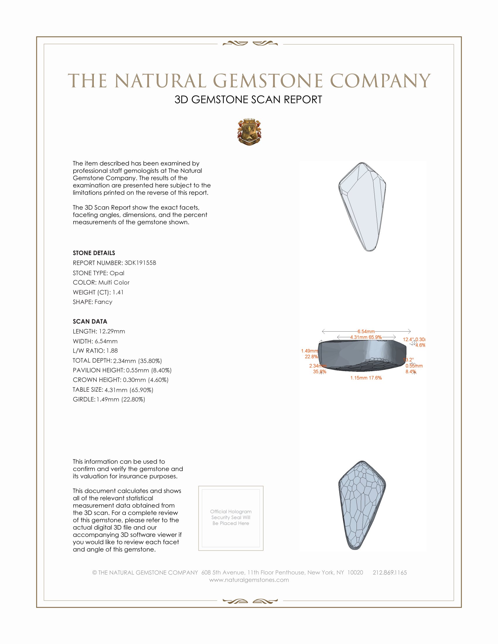 1.41 Ct. Semi-Black Opal from Australia