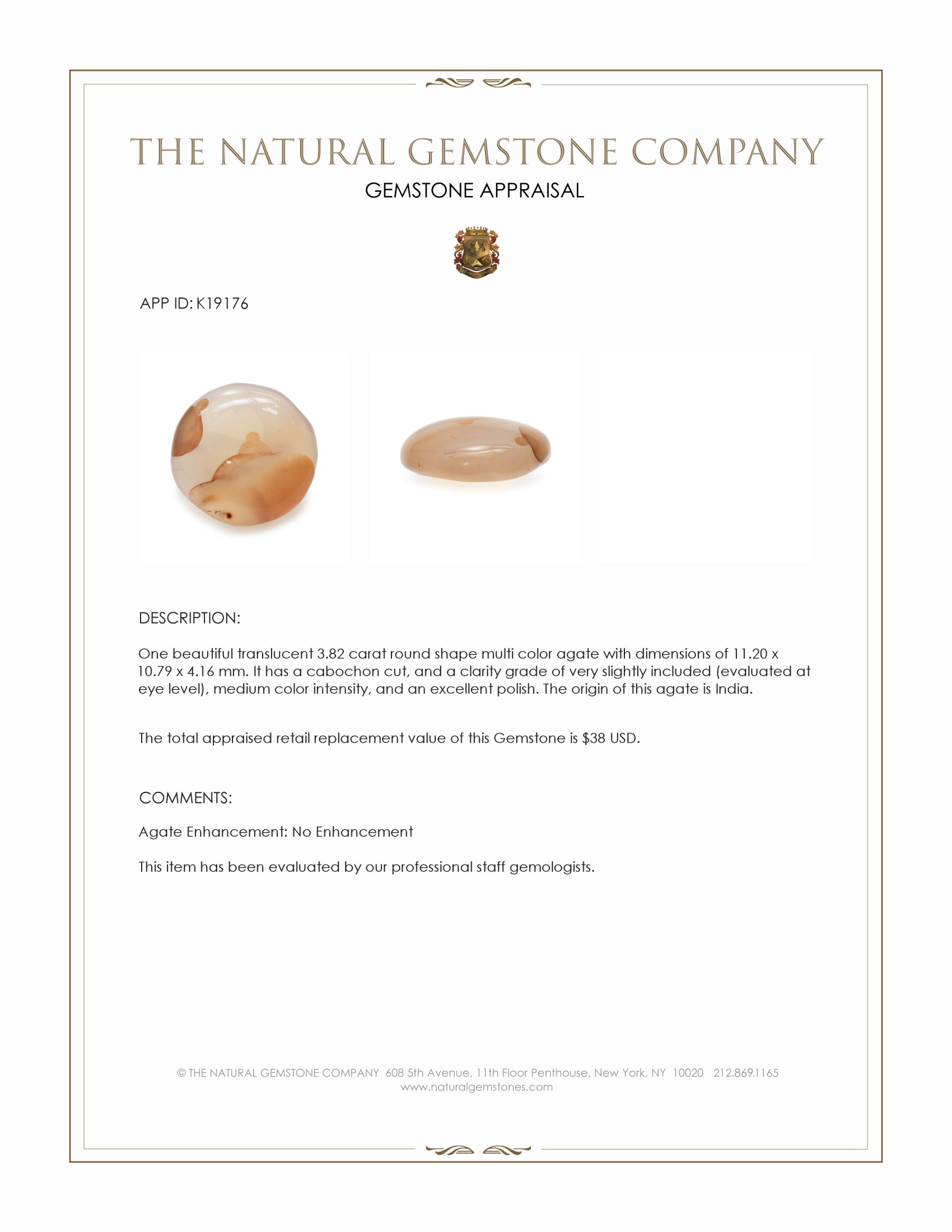 3.82 Ct. Cabochon White Opal from India