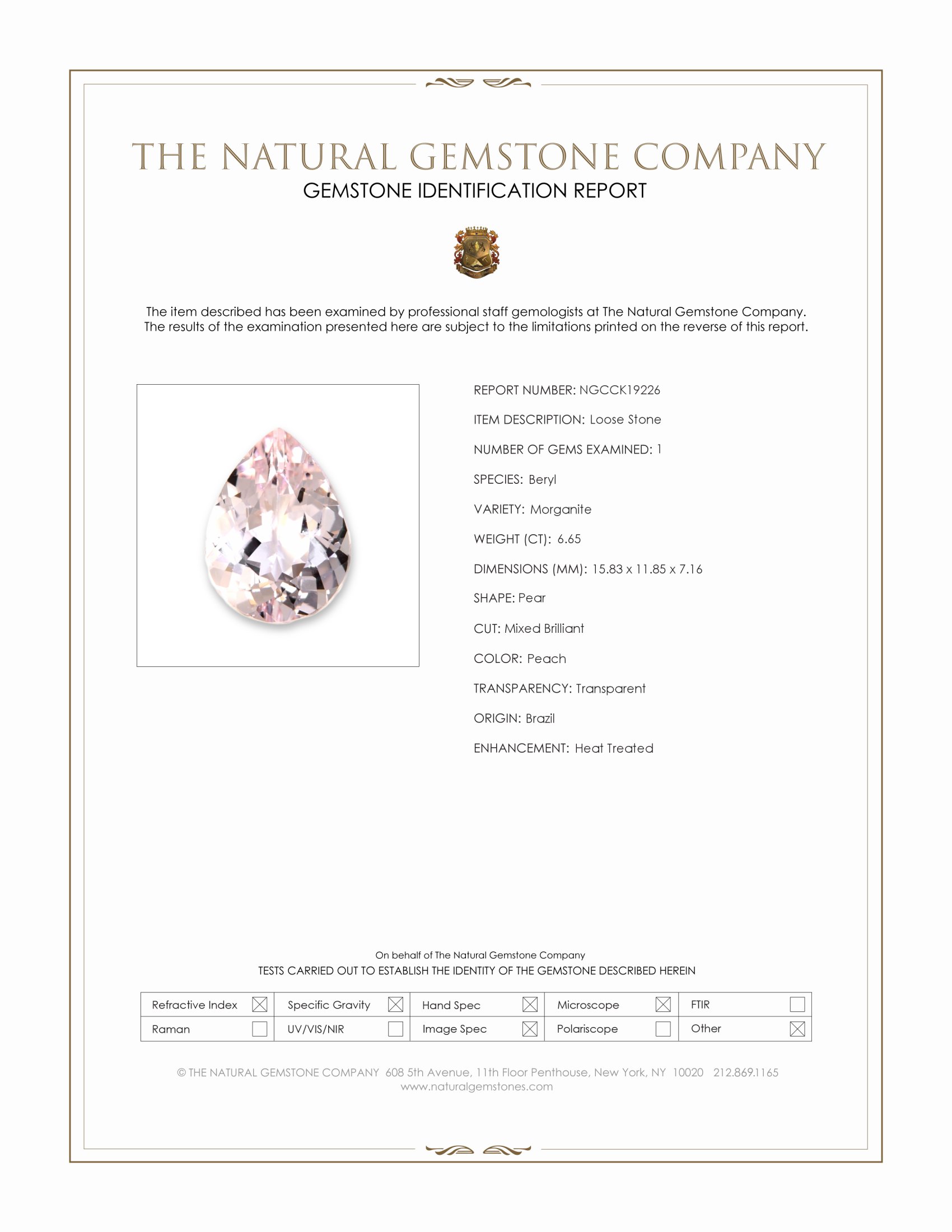6.65 Ct. Morganite from Brazil