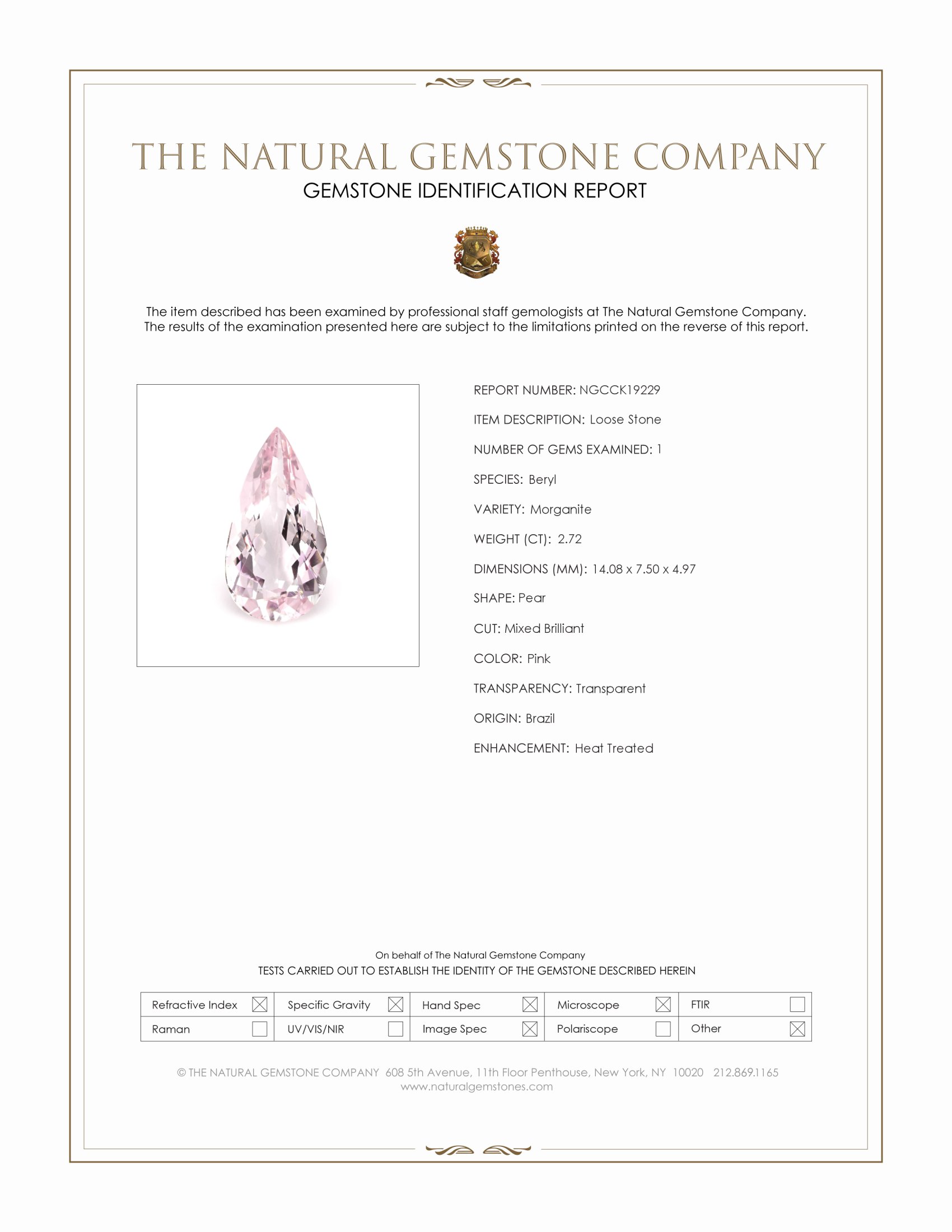 2.72 Ct. Morganite from Brazil