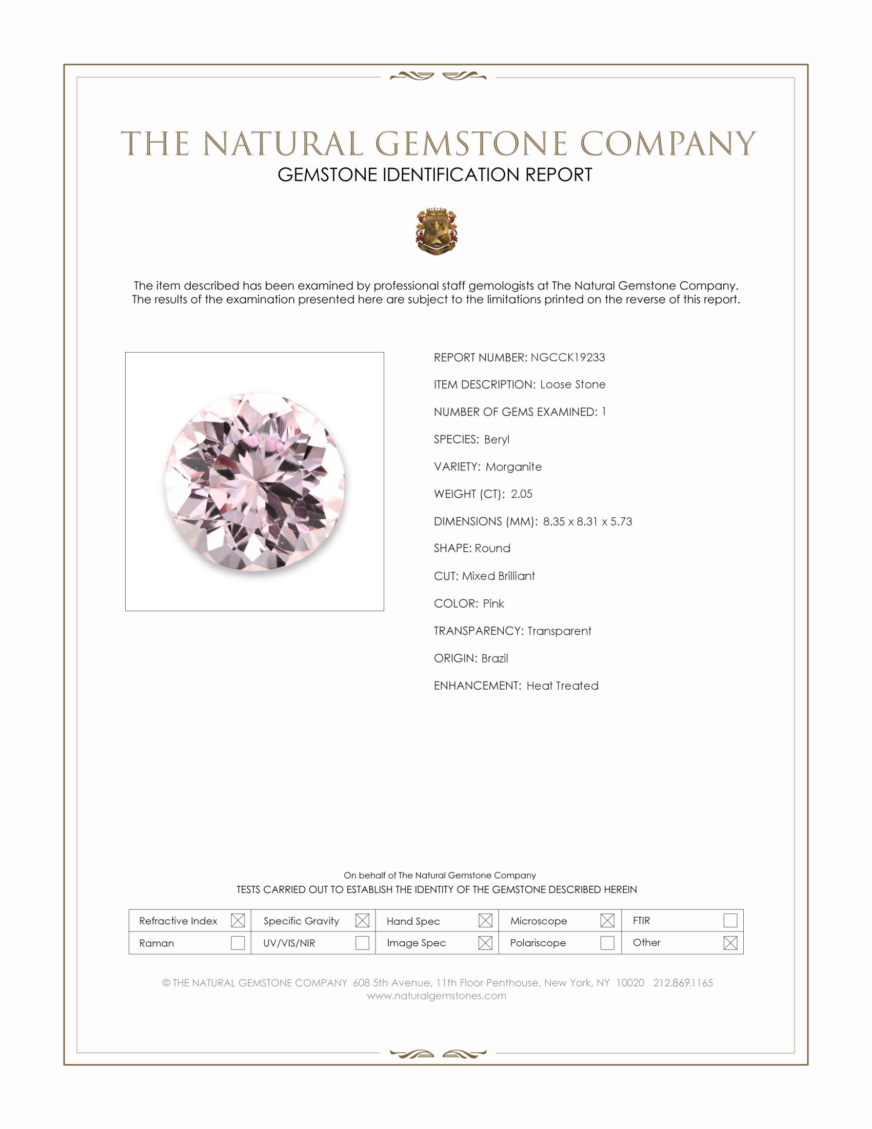 2.05 Ct. Pink Morganite from Brazil