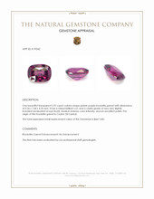 2.92 Ct. Pinkish Purple Rhodolite Garnet from Ceylon (Sri Lanka) Appraisal