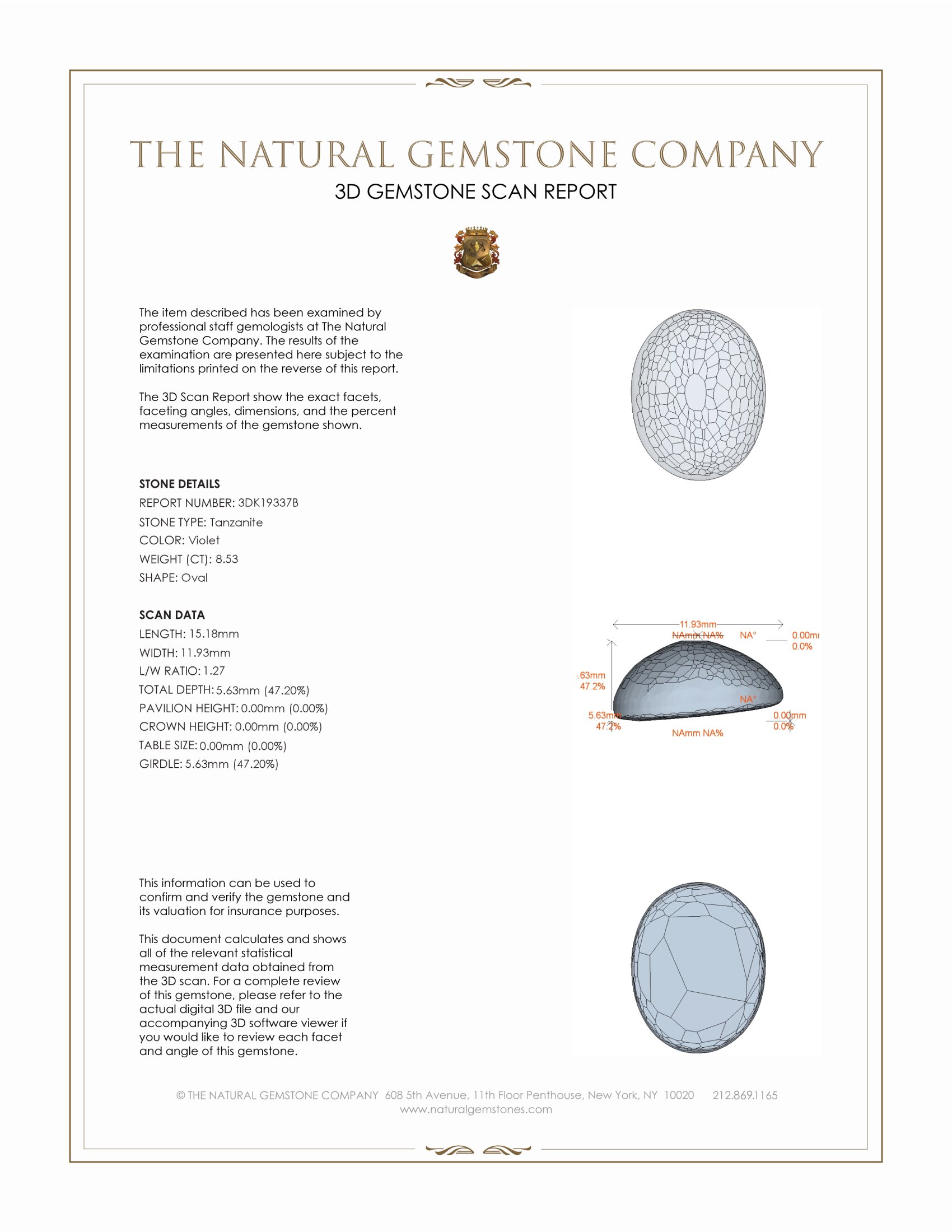 8.53 Ct. Cabochon Tanzanite from Tanzania