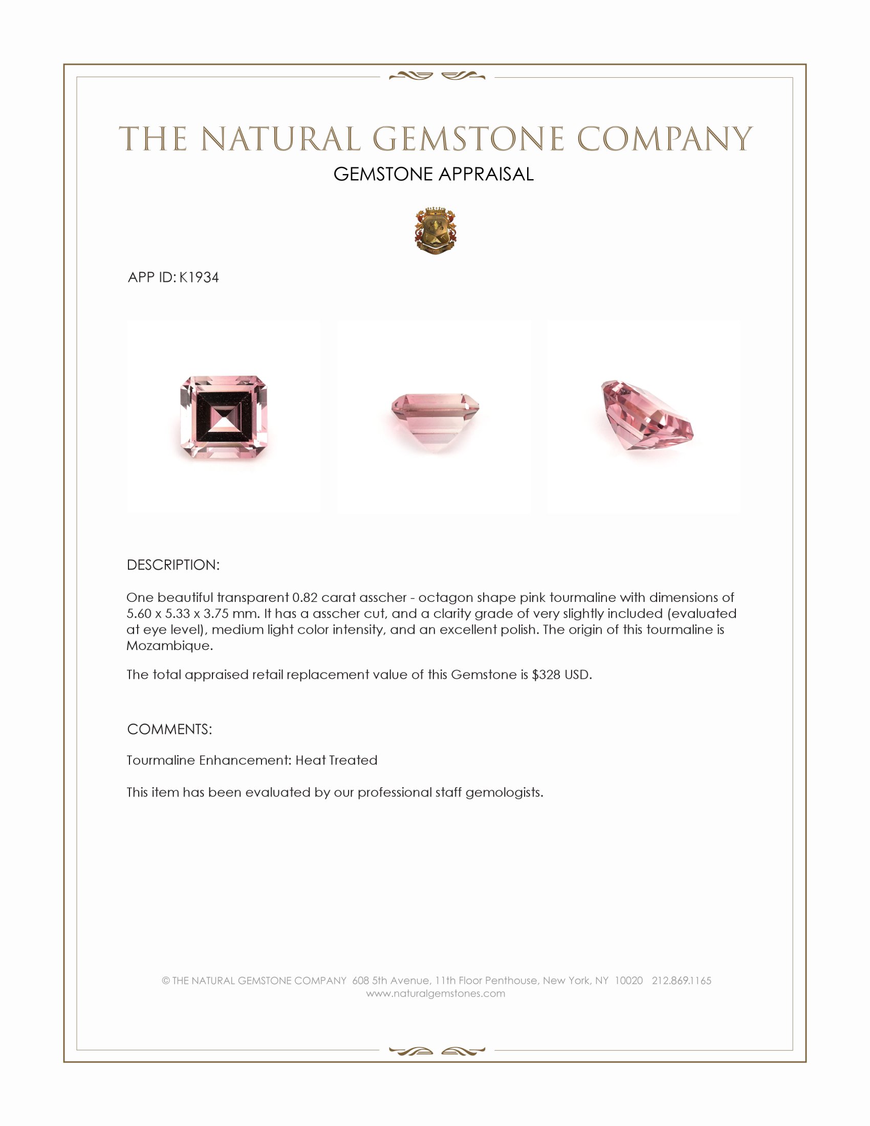 0.82 Ct. Tourmaline from Mozambique