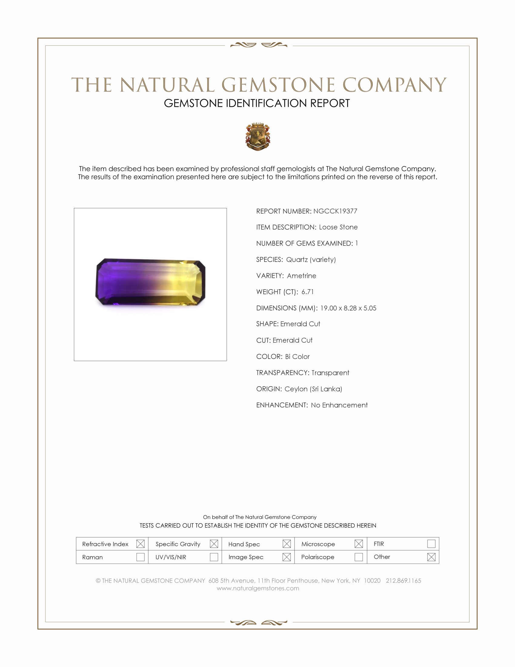 6.71 Ct. Bi Color Ametrine from Ceylon (Sri Lanka)