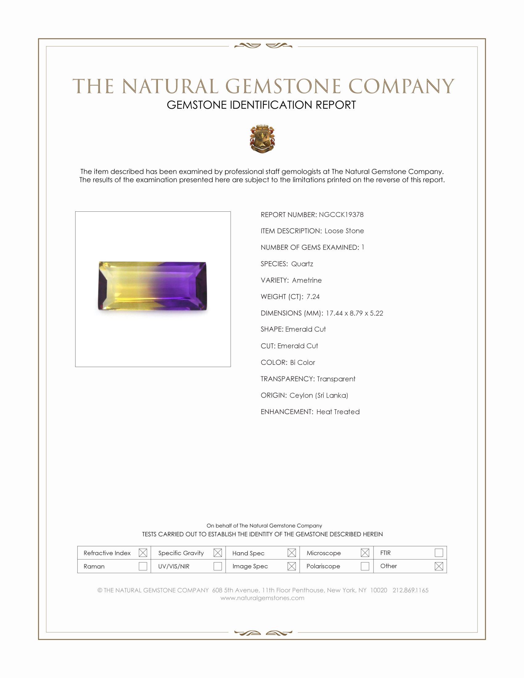 7.24 Ct. Bi Color Ametrine from Ceylon (Sri Lanka)