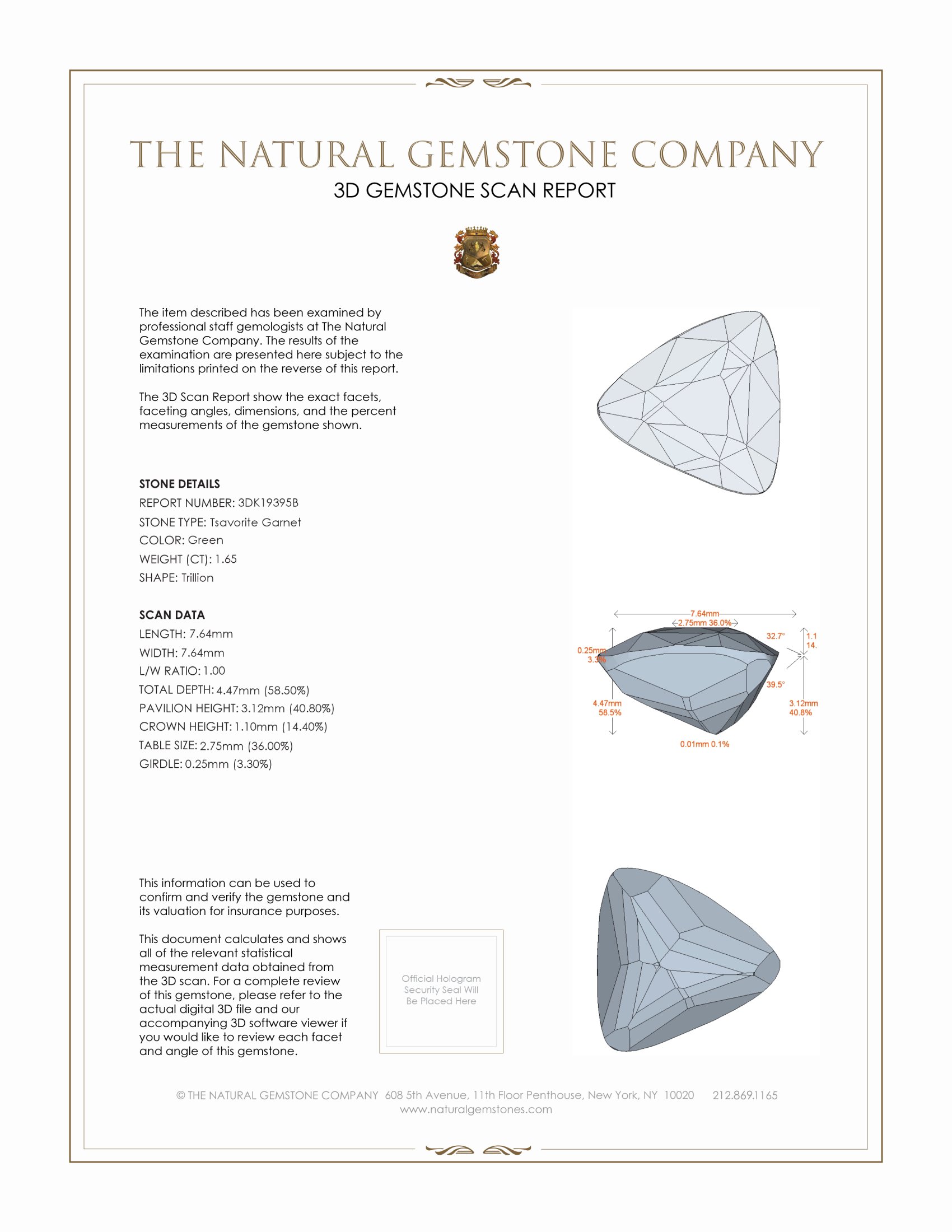 1.65 Ct. Tsavorite Garnet from Madagascar