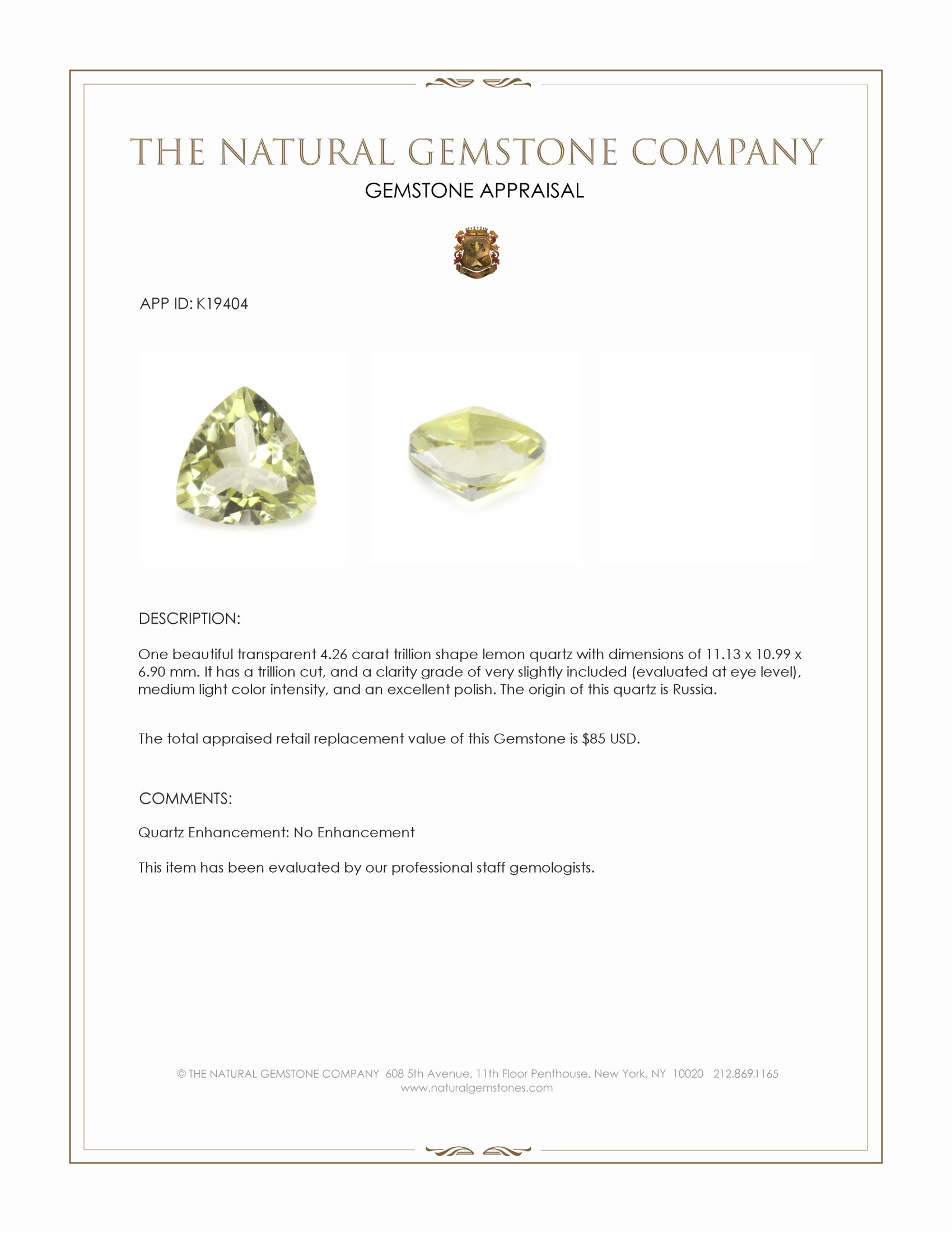 4.26 Ct. White Opal from Russia