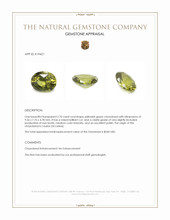 2.70 Ct. Yellowish Green Chrysoberyl from Ceylon (Sri Lanka) Appraisal