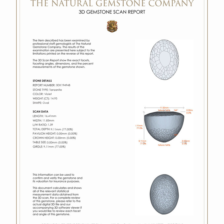 14.95 Ct. Cabochon Tanzanite from Tanzania