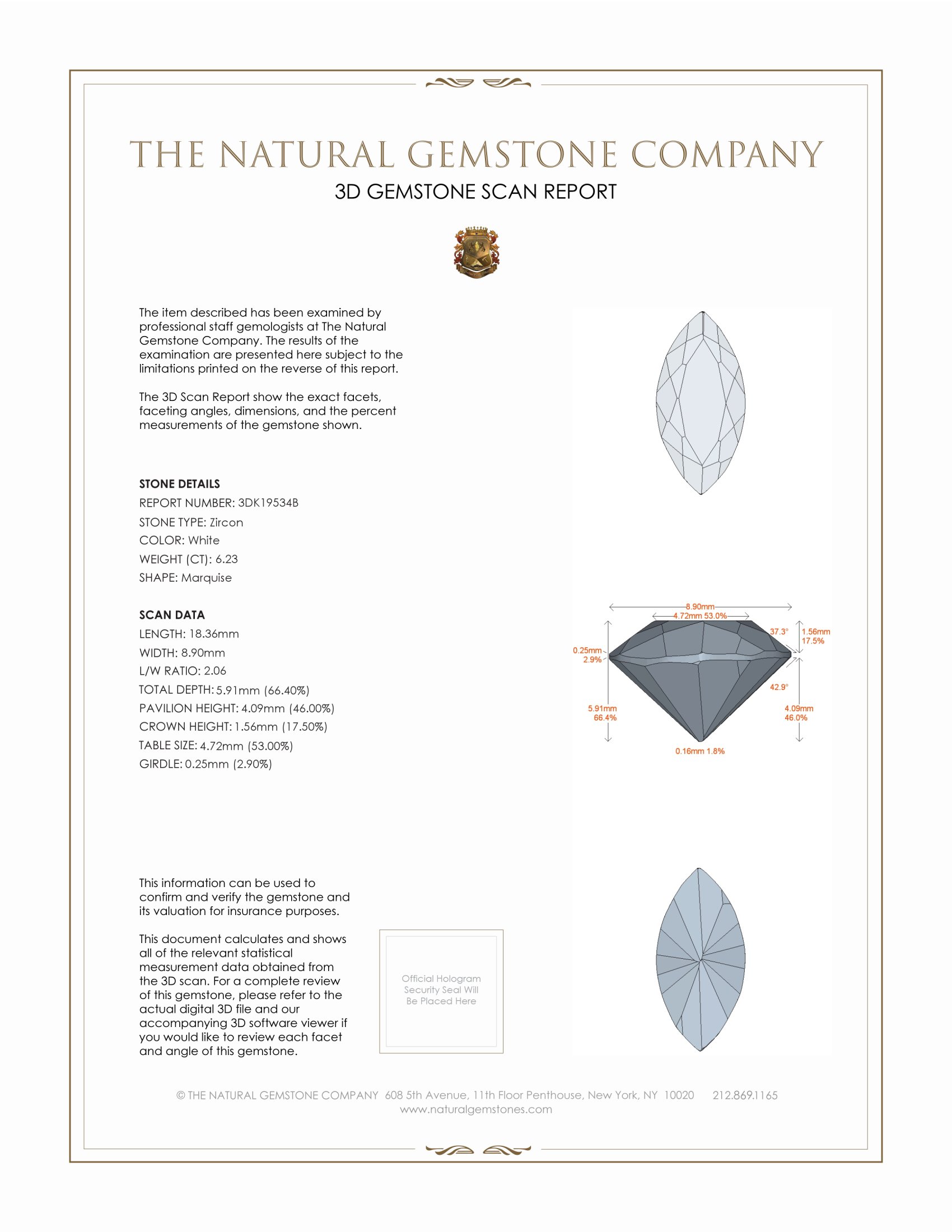 6.23 Ct. Zircon from Ceylon (Sri Lanka)