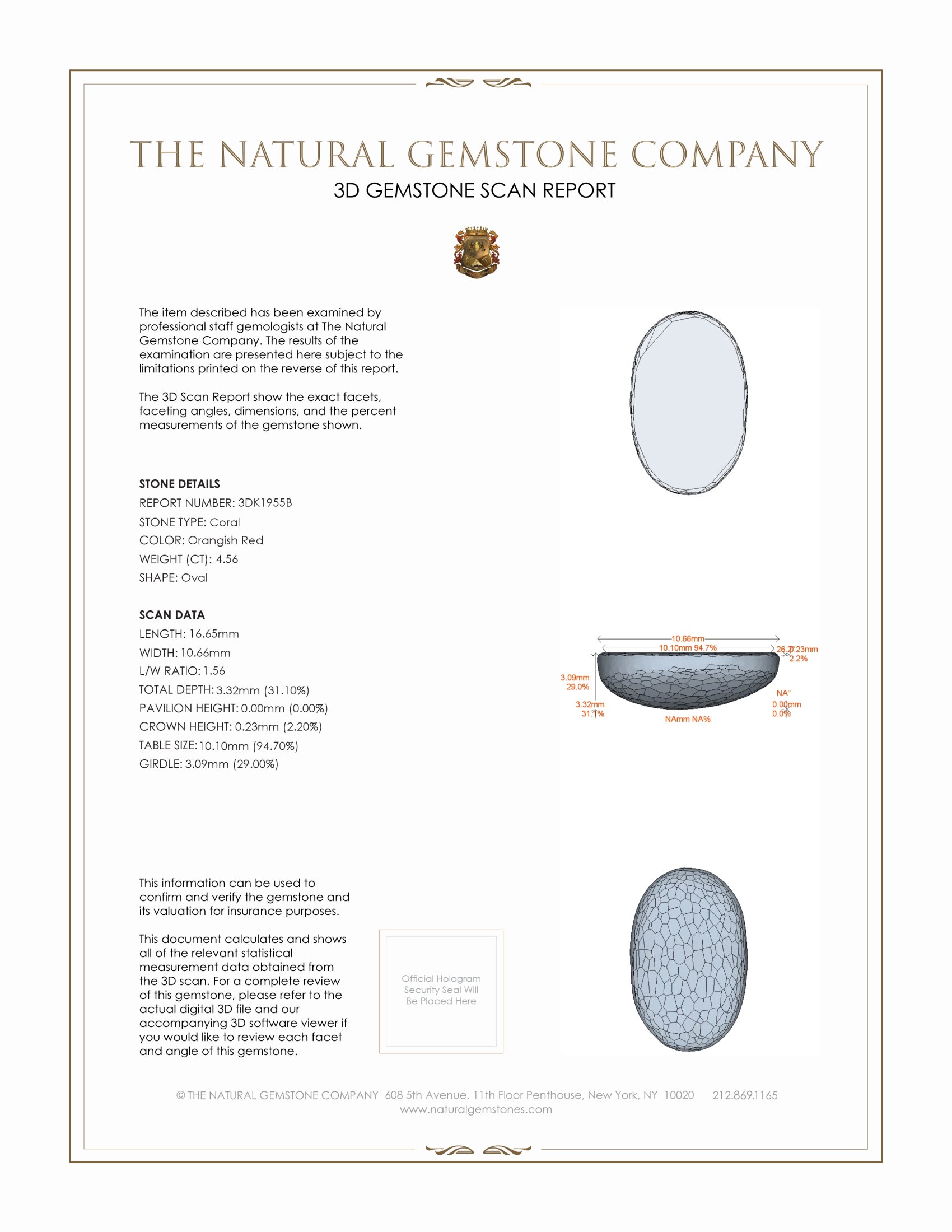 4.56 Ct. Cabochon Coral from Italy