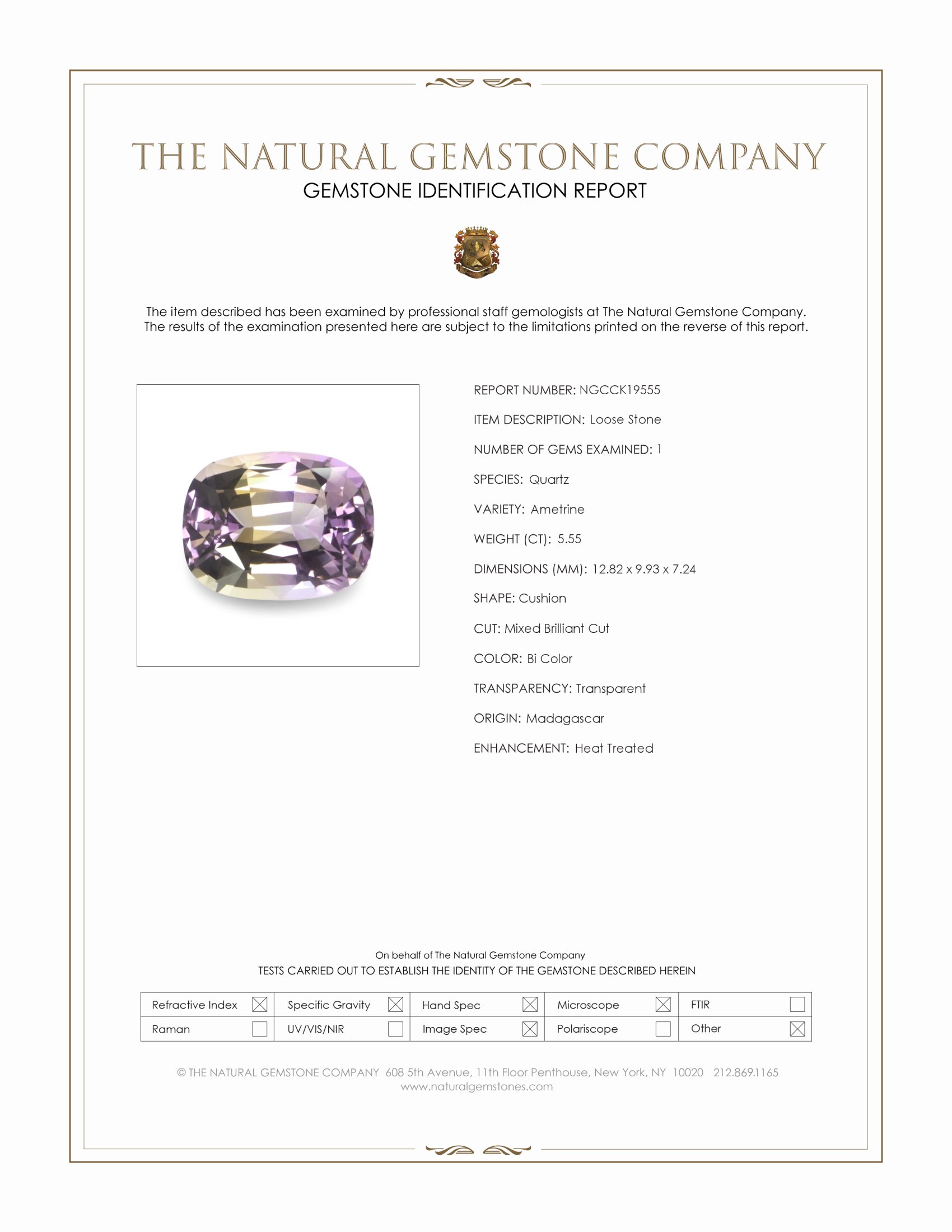 5.55 Ct. Bi Color Ametrine from Madagascar