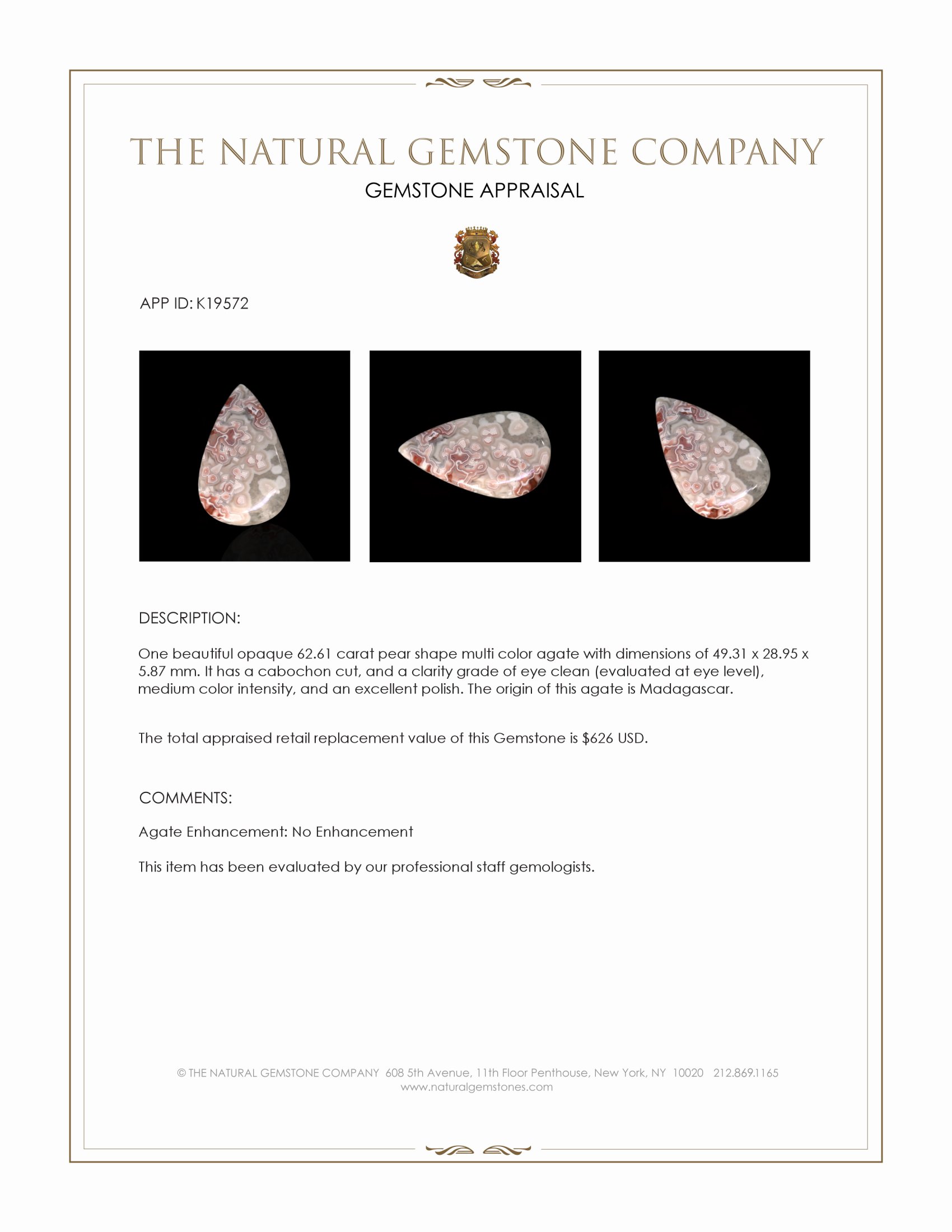 62.61 Ct. Cabochon Agate from Madagascar