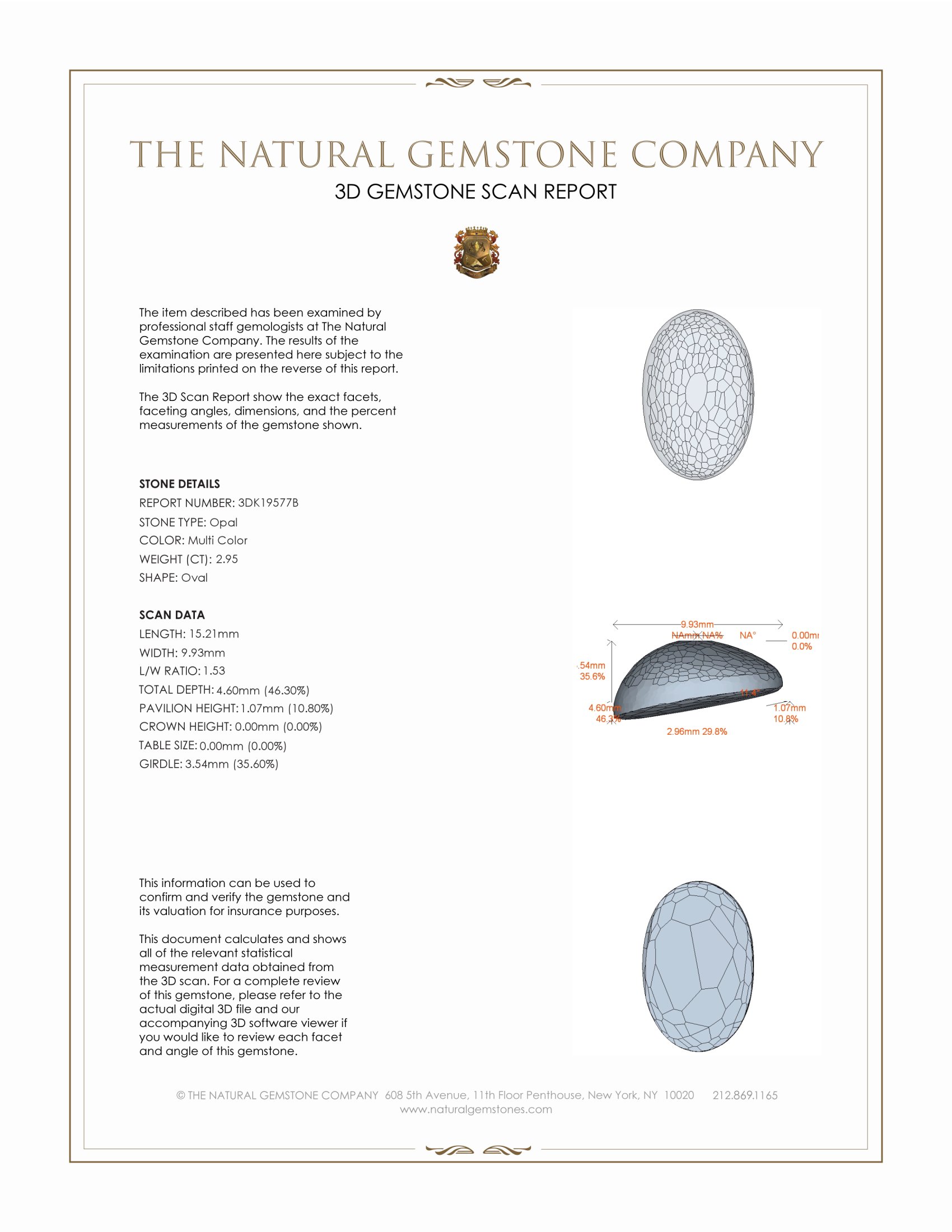 2.95 Ct. Cabochon White Opal from Australia