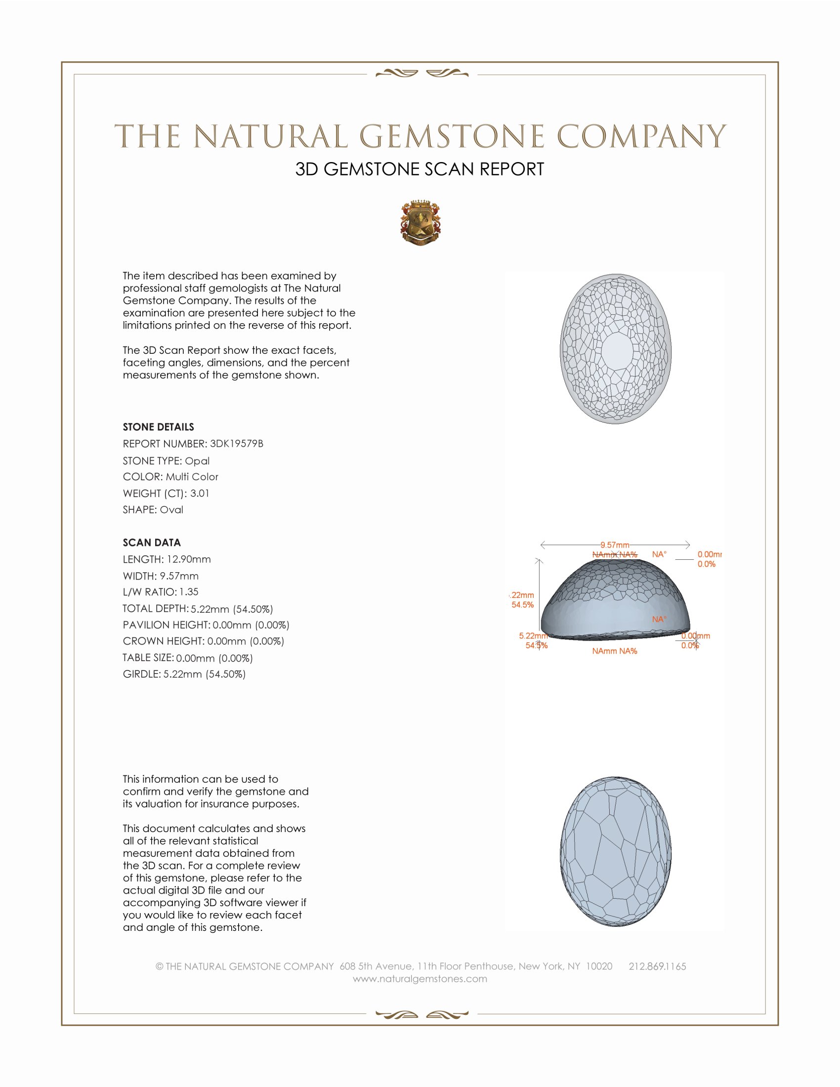 3.01 Ct. Cabochon White Opal from Australia