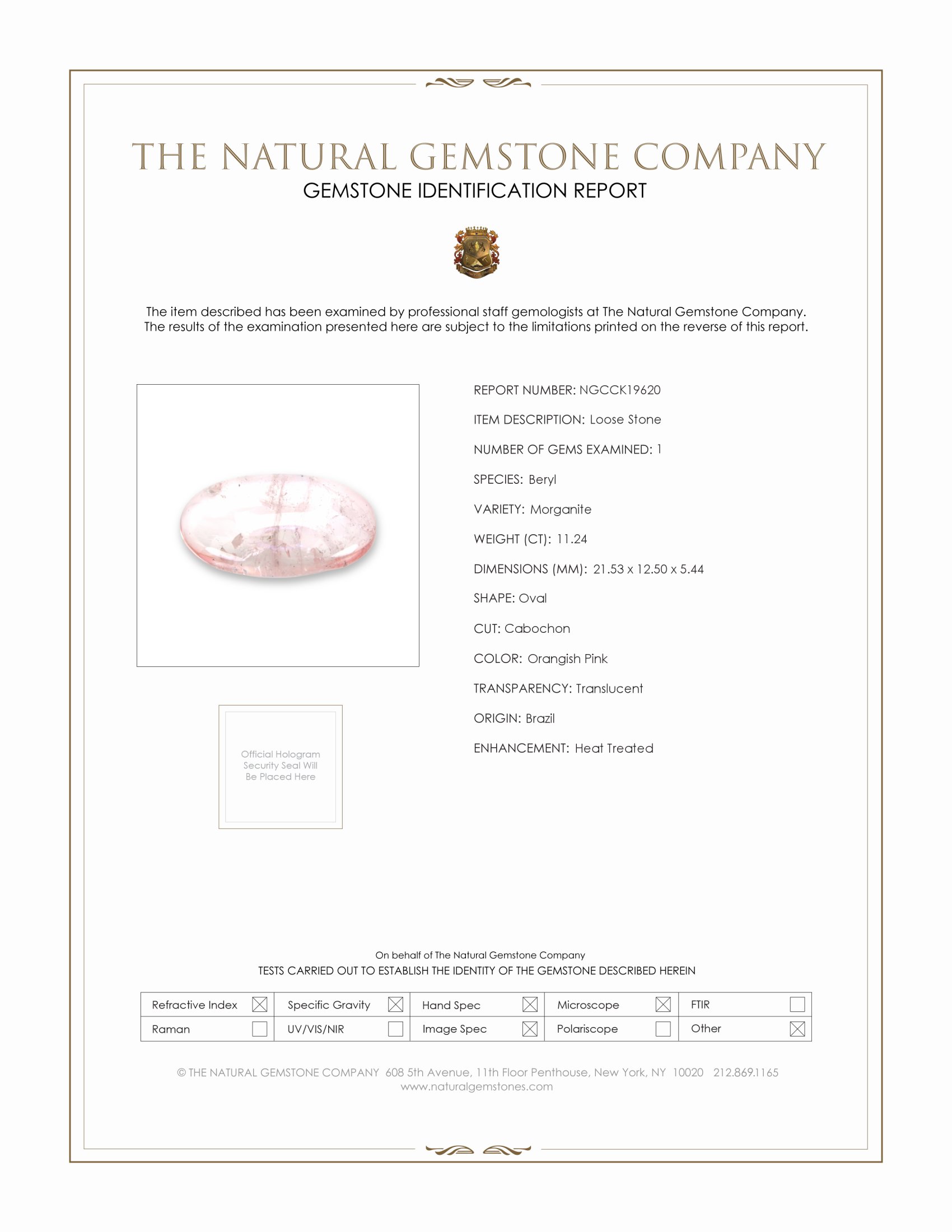 11.24 Ct. Cabochon Morganite from Brazil