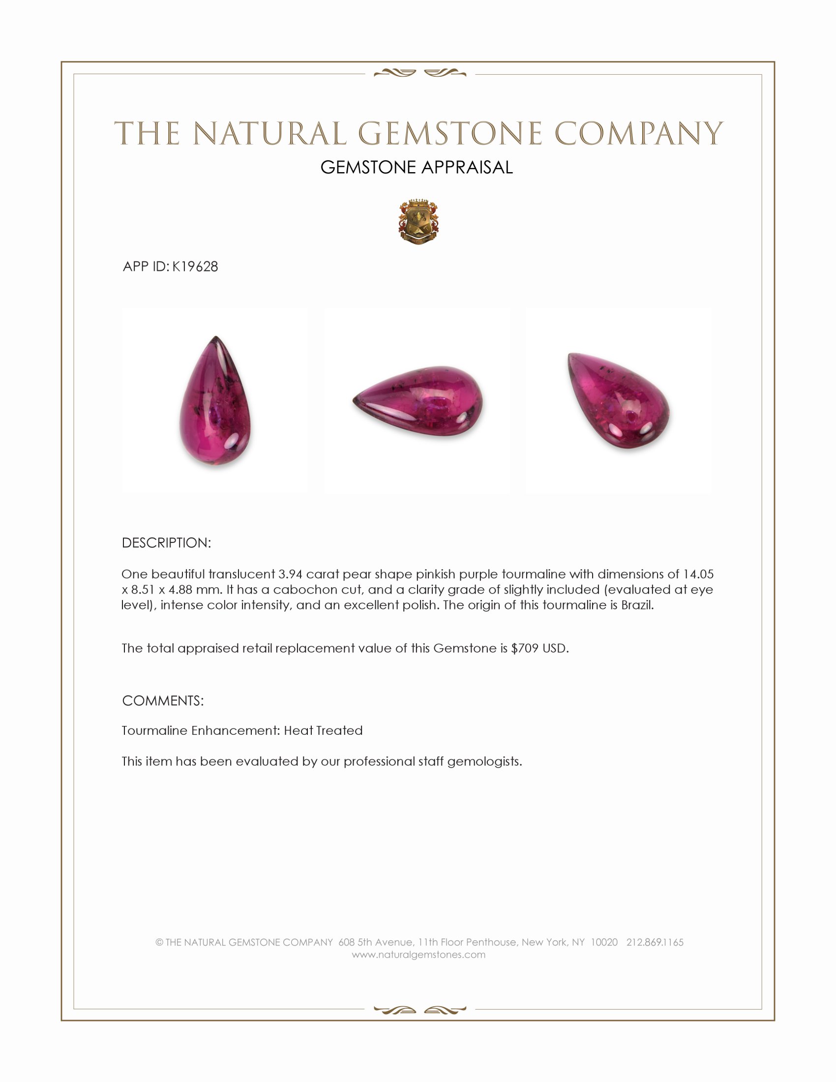 3.94 Ct. Cabochon Tourmaline from Brazil