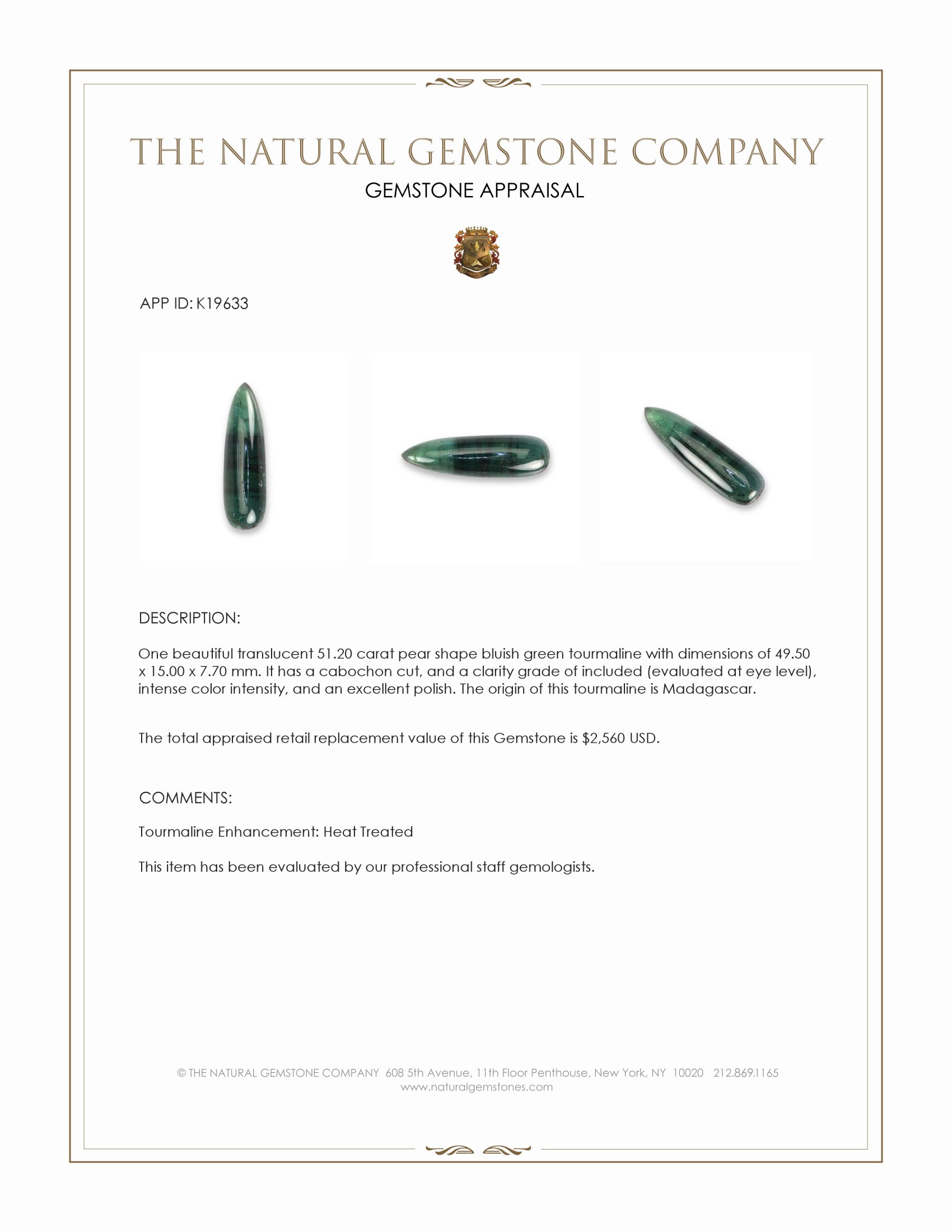 51.20 Ct. Cabochon Tourmaline from Madagascar