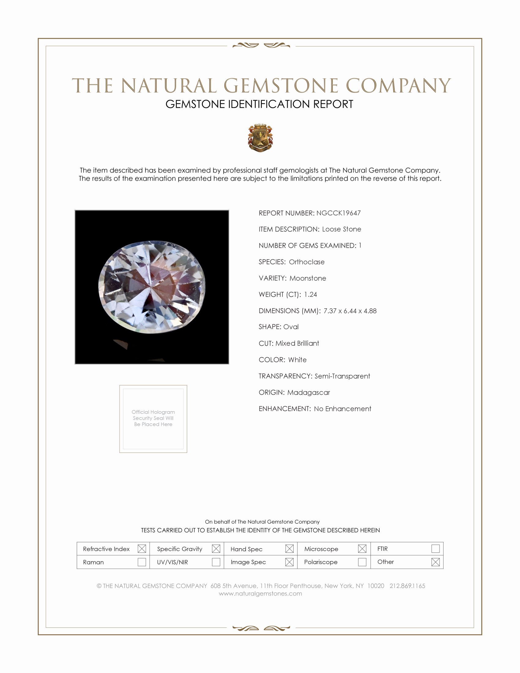 1.24 Ct. Rainbow Moonstone from Madagascar