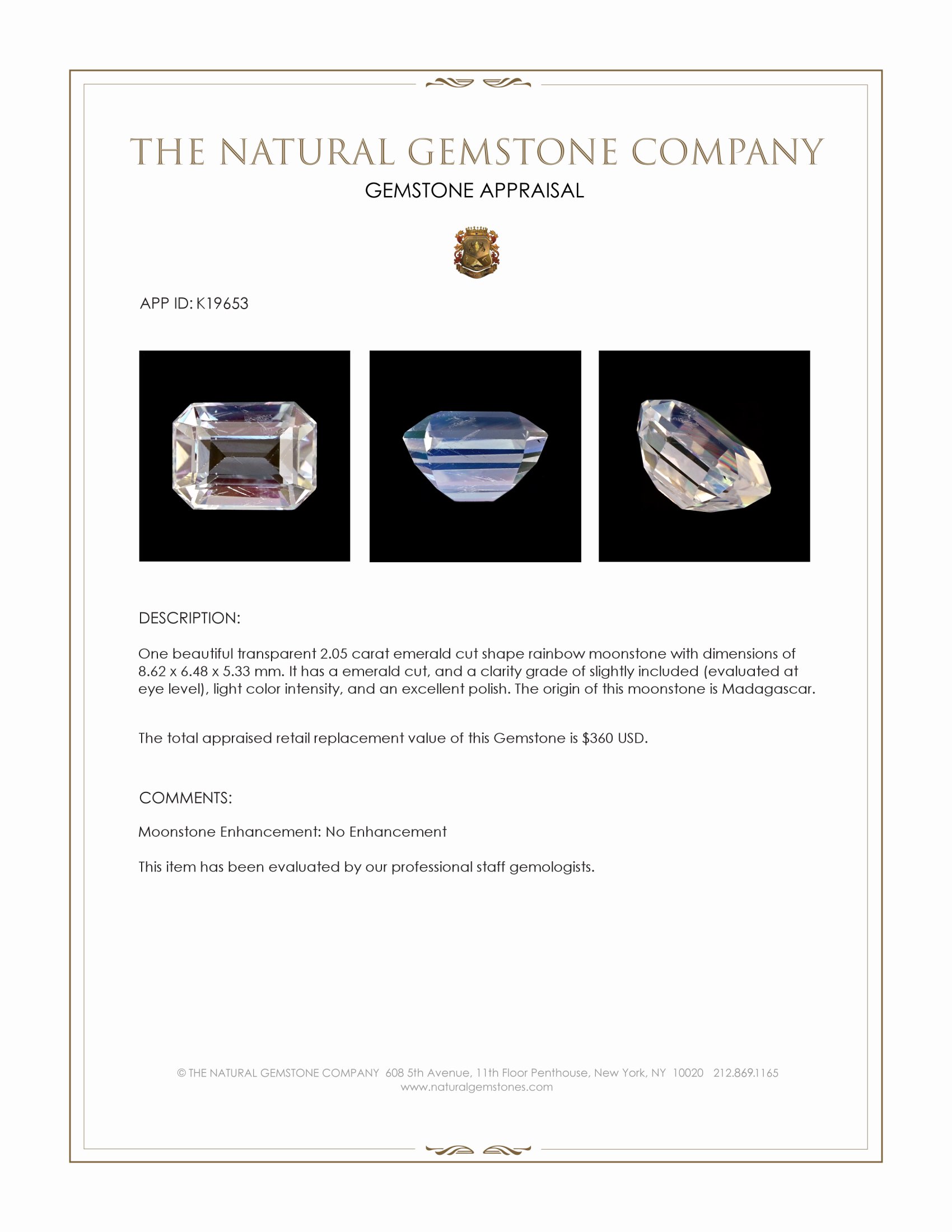 2.05 Ct. Moonstone from Madagascar