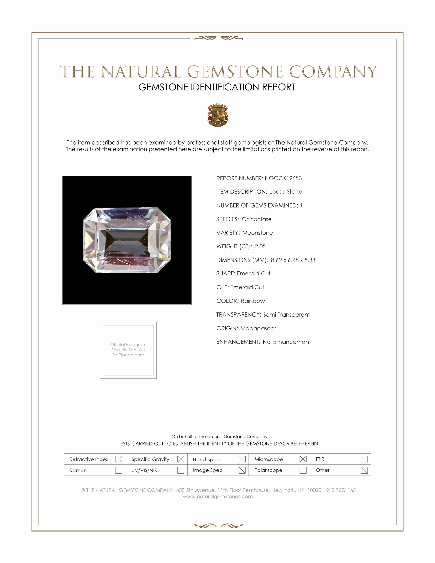 2.05 Ct. Rainbow Moonstone from Madagascar
