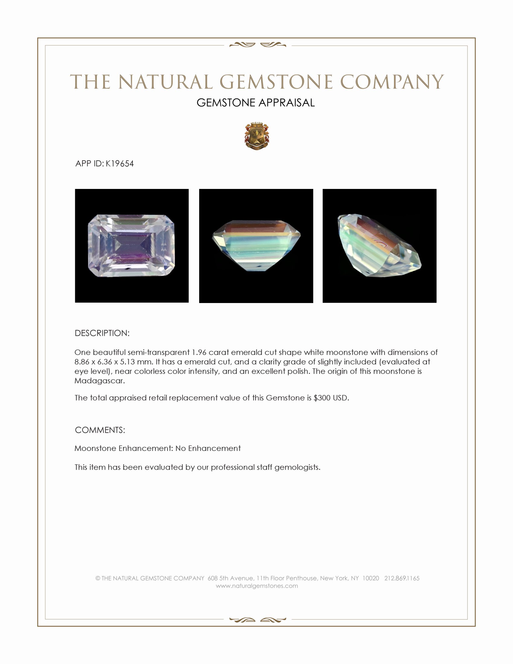 1.96 Ct. Moonstone from Madagascar